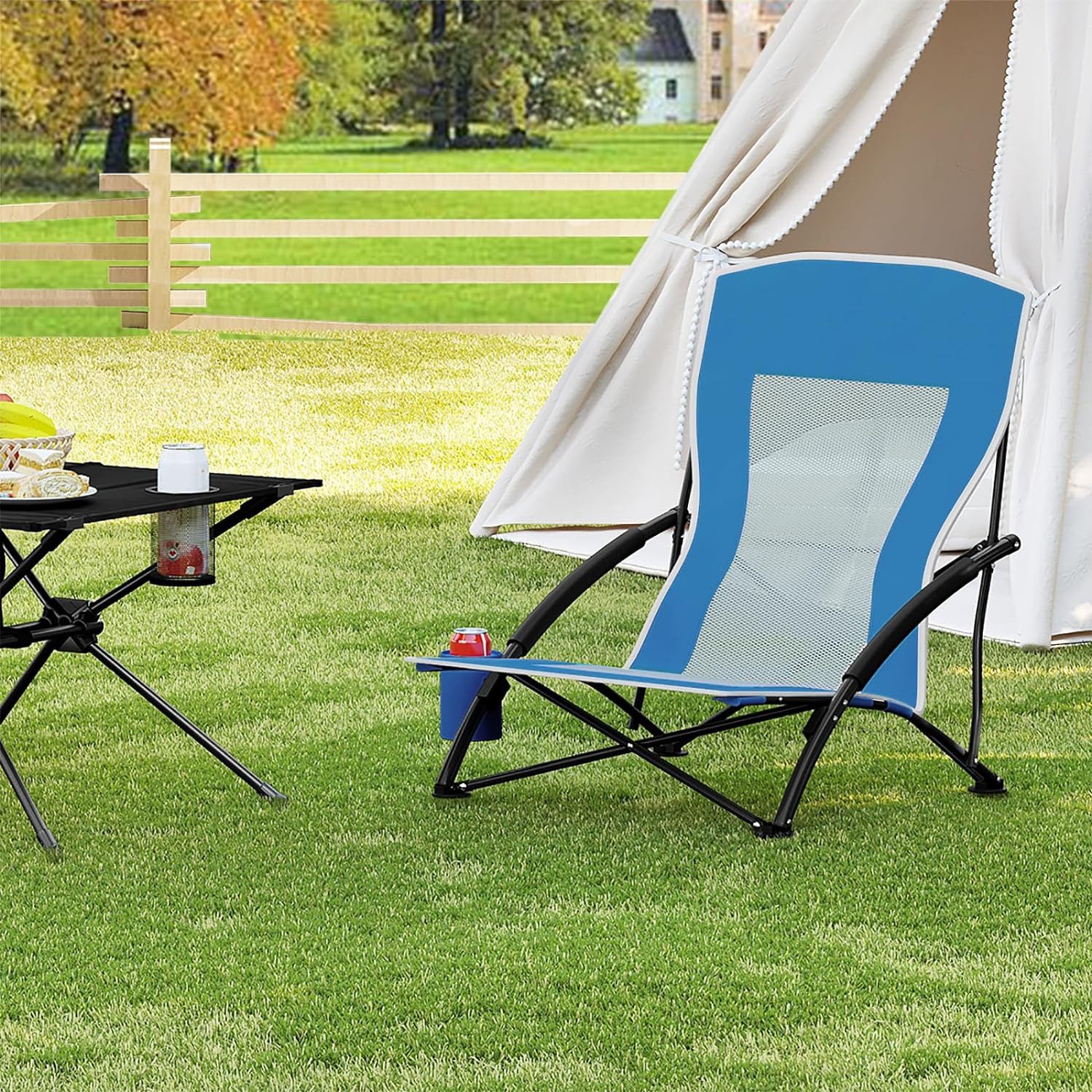 Woltu Campingstuhl (1 St), Strandstuhl klappbar leicht, mit Getränkehalter günstig online kaufen