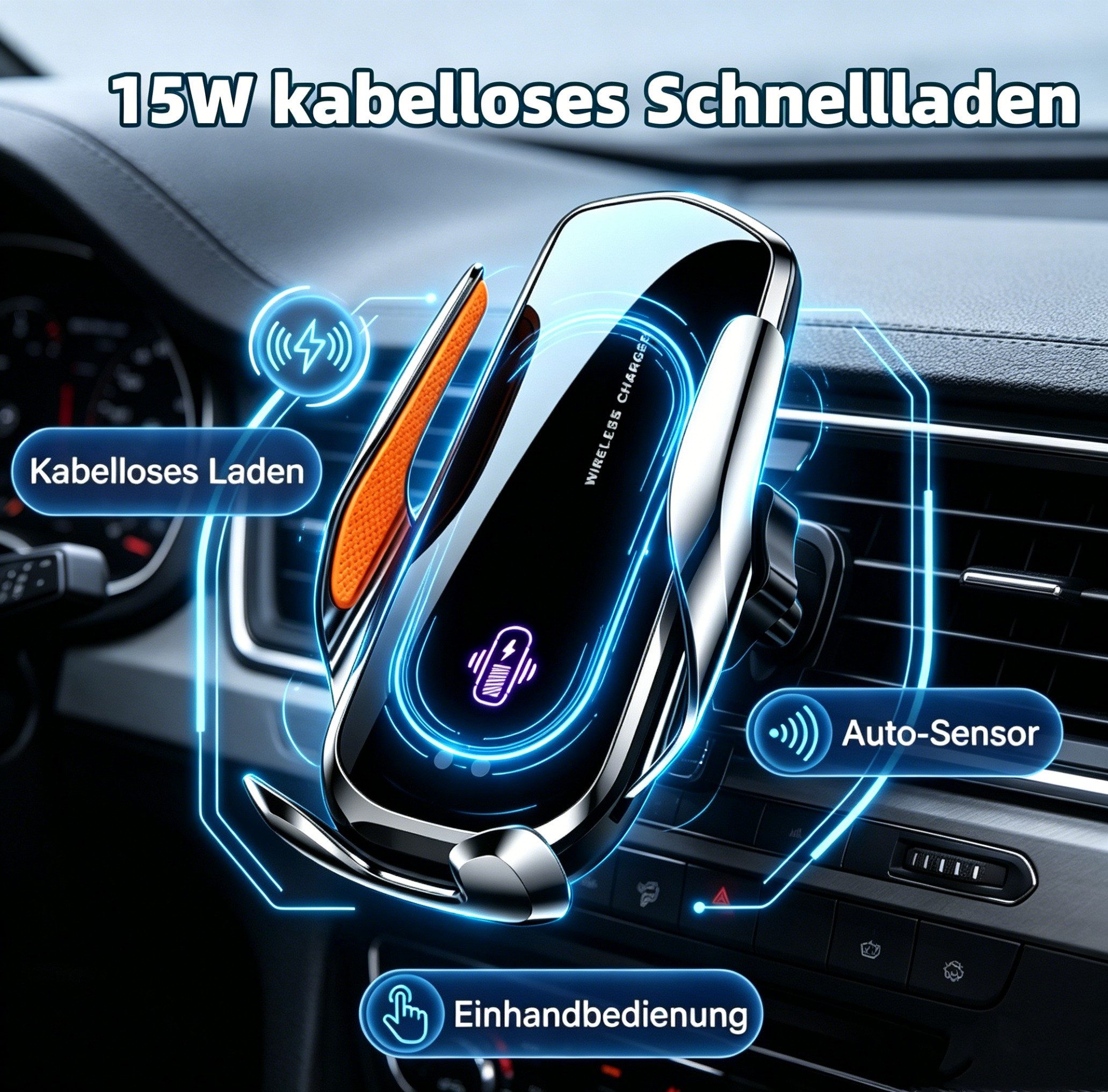 neue dawn Handy-Halterung Kabelloses Ladegerät Induktives Auto Handyhalterung für iPhone Samsung, (für iPhone 17 16 15 14 Pro Max,Samsung Galaxy S26 S25 S24 S23 Serie)