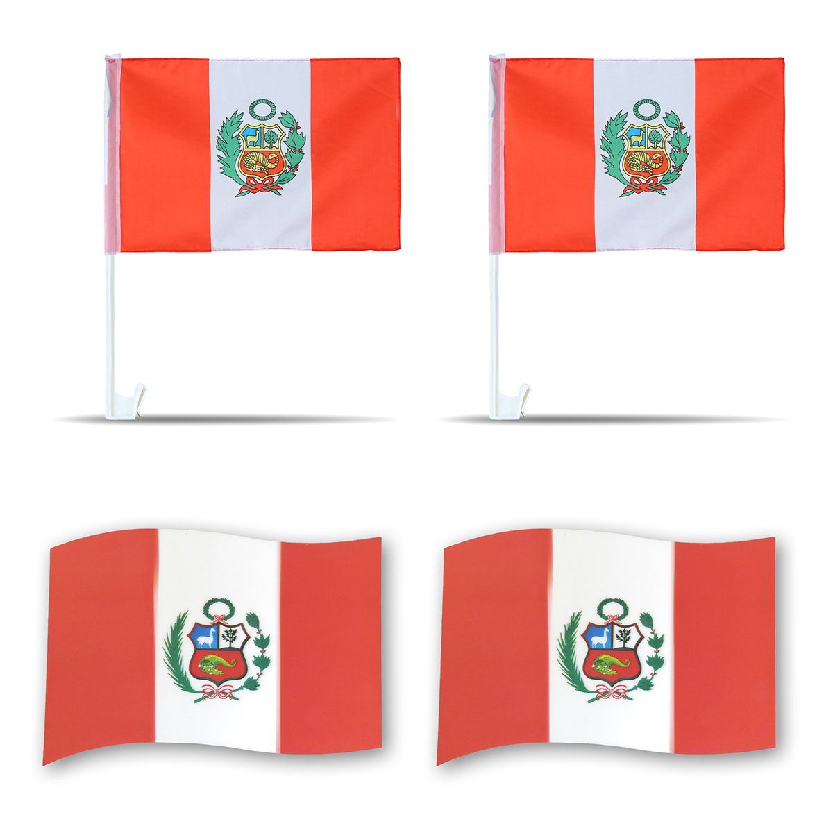 Sonia Originelli 3D-Effekt "Peru" Fahren 3D Fahne Flaggen Magnet Magnete: Fußball Autofahnen, Fanpaket