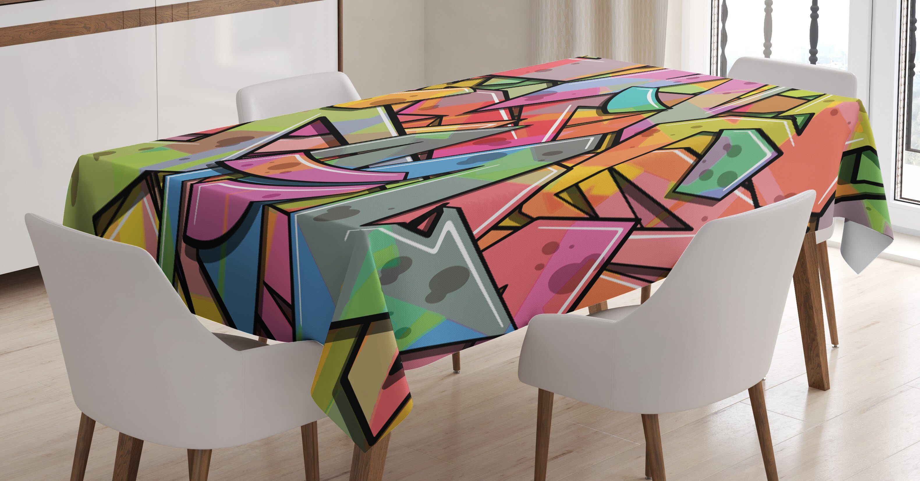 Abakuhaus Tischdecke Farbfest Waschbar Für den Außen Bereich geeignet Klare Farben, Bunt Abstrakte Grunge Arrows