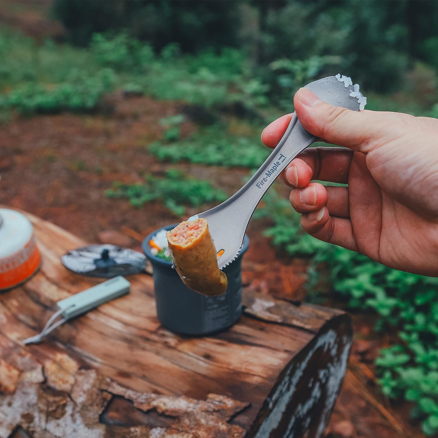 FireMaple Campinglöffel FMT-T23 Titan Göffel – Ultraleichtes Campingbesteck (1 Stück)