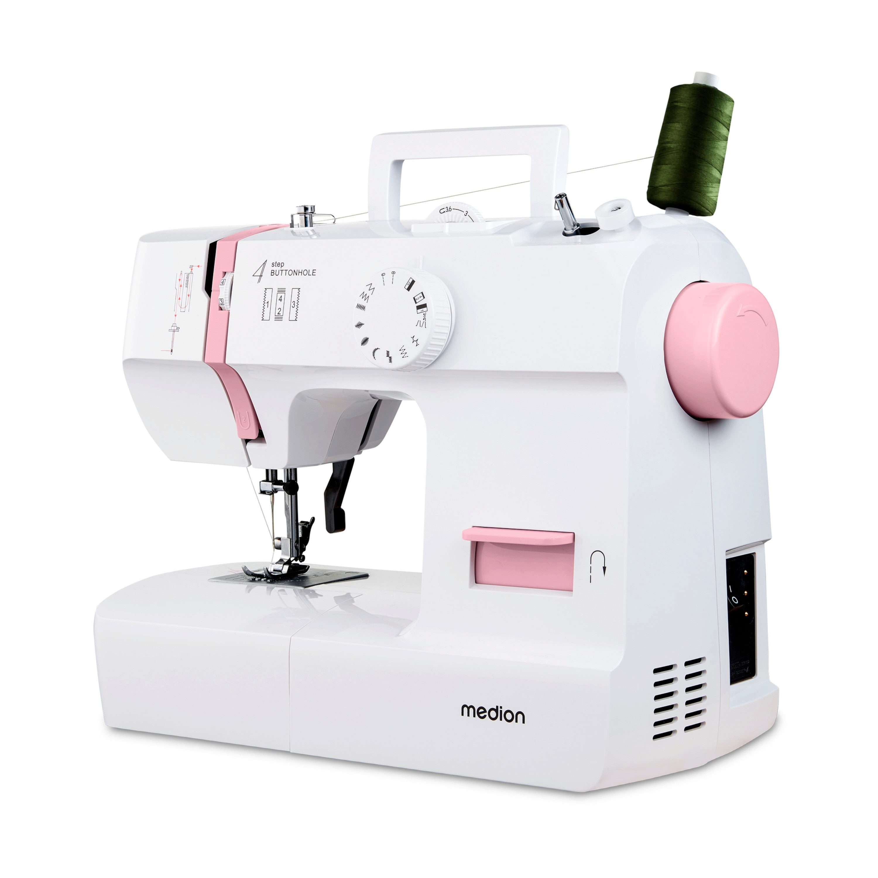 Medion® Nähmaschine Nähmaschine MEDION LIFE SM70 (MD 11179), einstellbare Stichlänge, 4 Schritte Knopfloch, umfangreiches Zubehör