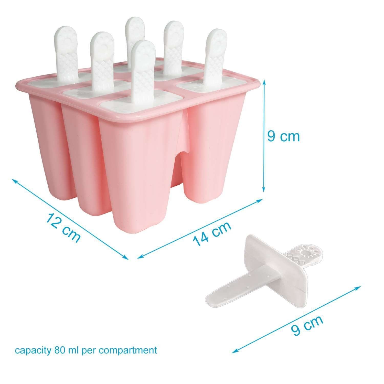 Intirilife Eisform, (1-tlg), Silikon Eisform mit 6 Mulden Eiscreme Form BPA-frei