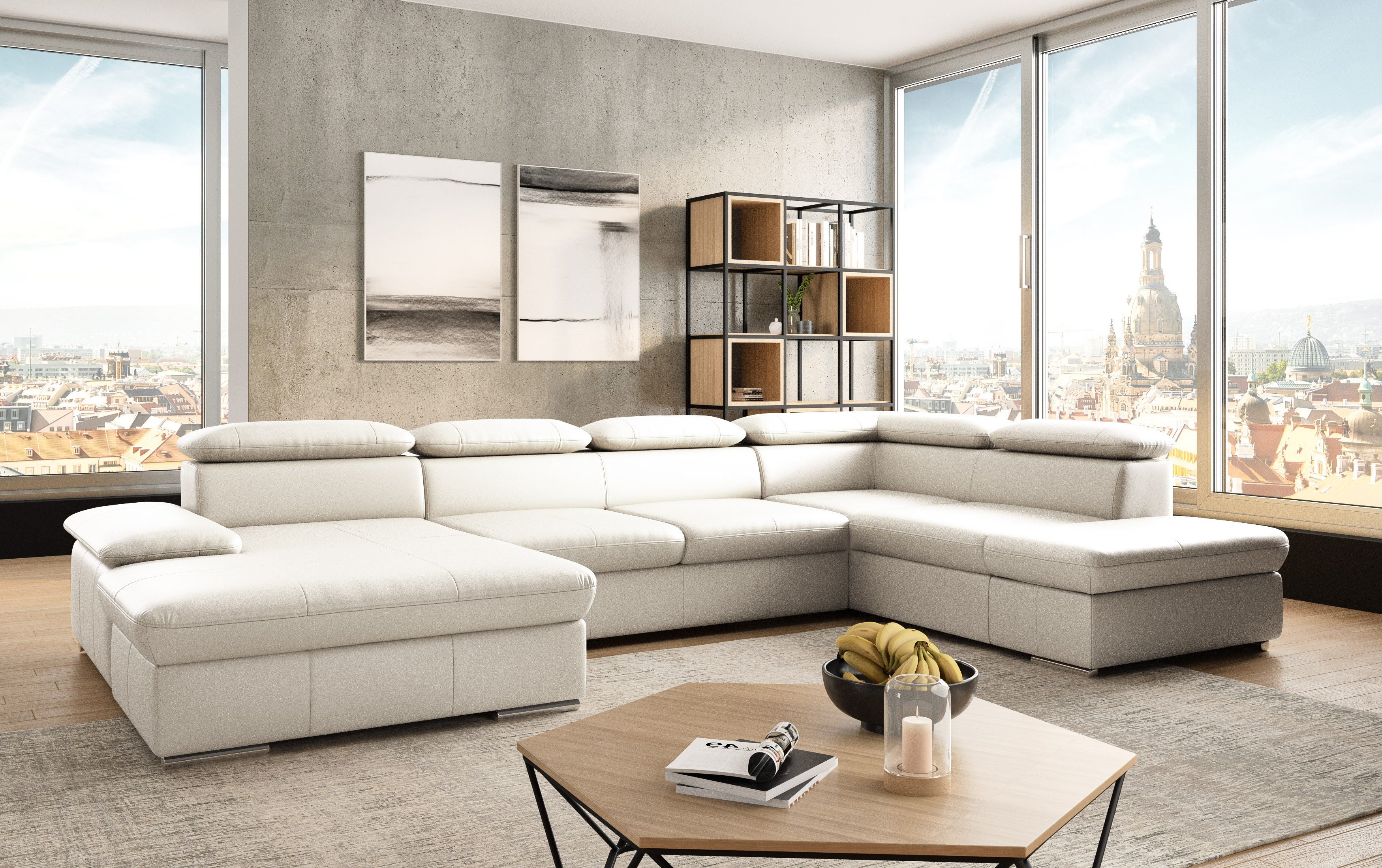 sit&more Wohnlandschaft Valantine U-Form, B: 349 cm, mit Arm- & Kopfteilverstellung, optional mit Bettfunktion