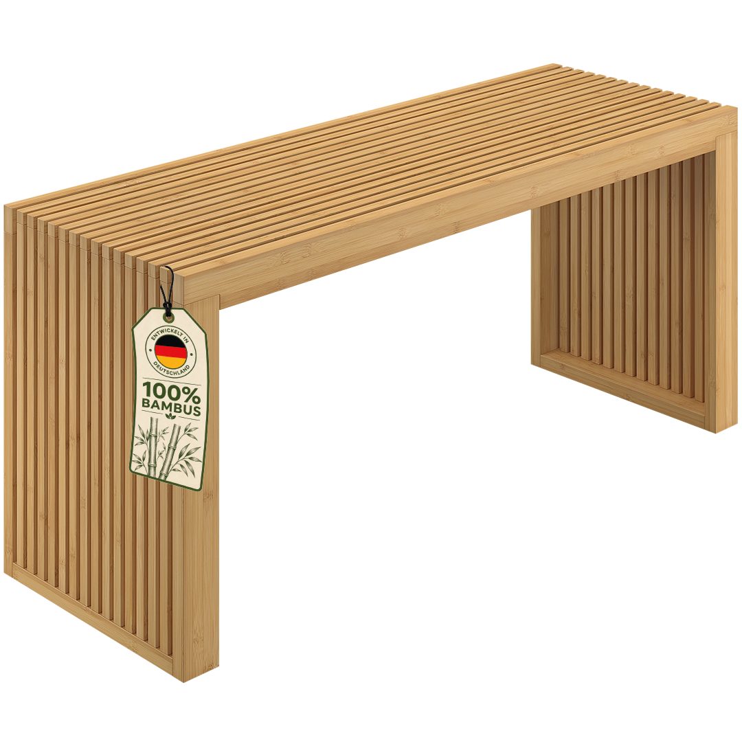 Bellamio Bank Sava aus Bambus (natur, bis 250 kg), für Schlafzimmer/Esszimmer/Flur, Sitzbank ohne Lehne 45x33x100 cm