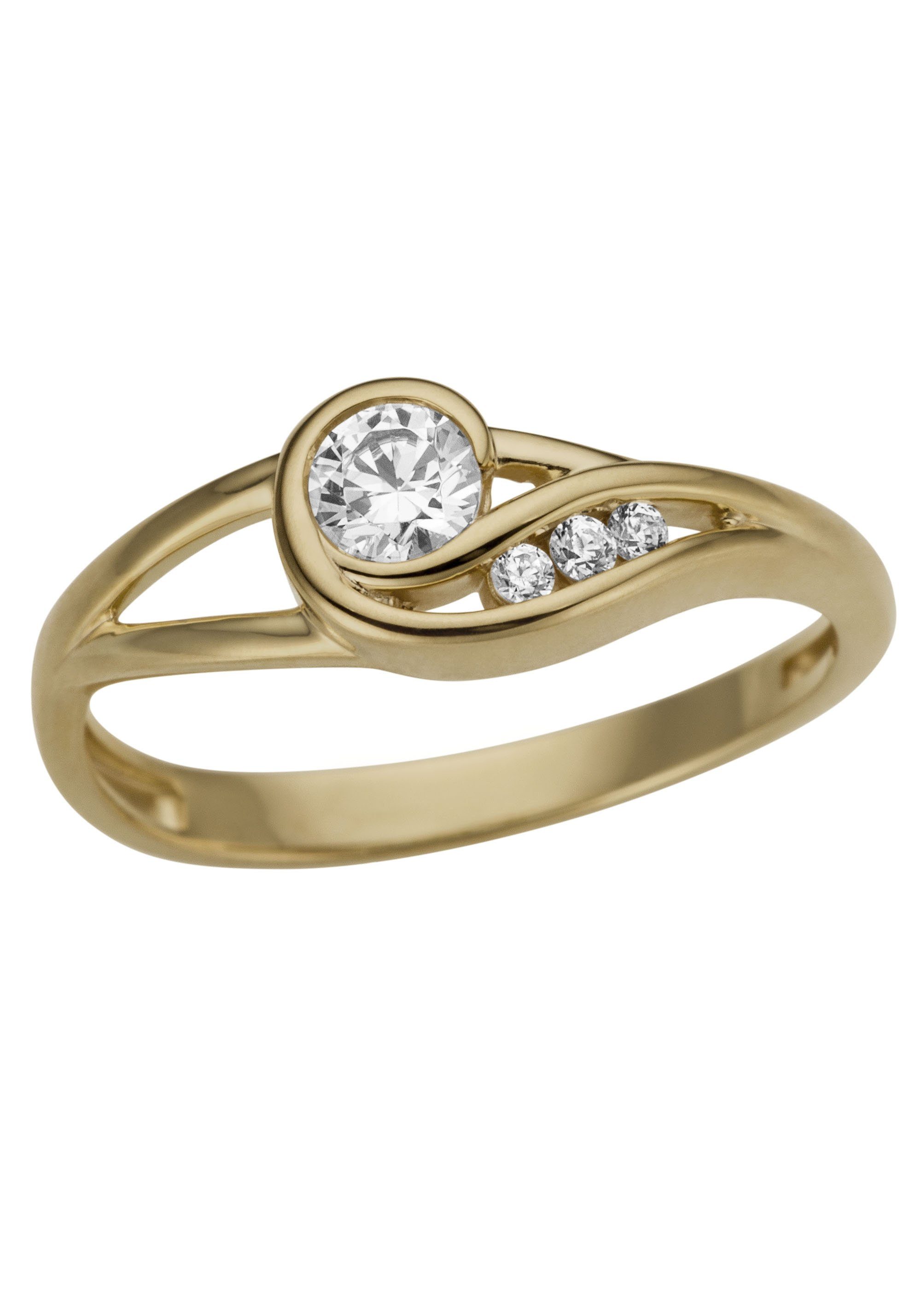 Firetti Goldring Schmuck Geschenk Gold 333 Tropfendesign, mit Zirkonia (synth)