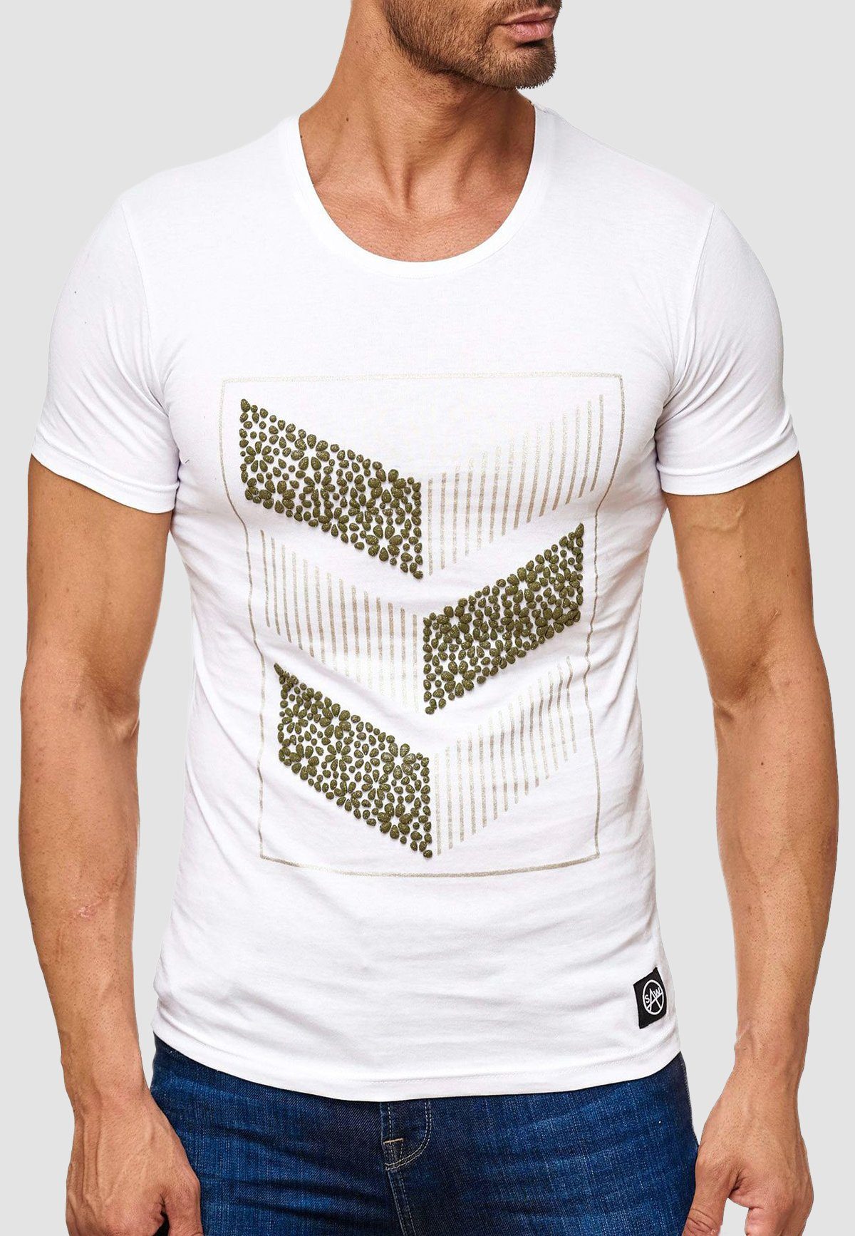 Egomaxx T-Shirt T Shirt 3D Print Short Sleeve Shirt H2160 (1-tlg) 2160 in Weiß