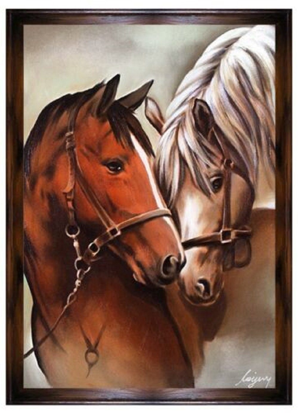 JVmoebel Ölbild Gemälde Ölbild Ölbilder Liebes Pferd Bilder Pferde 200 x 140 cm G94769, Kunst