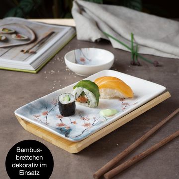 Moritz & Moritz Tafelservice Moritz & Moritz Gourmet - Sushi Set 10 teilig Kirschblüten (8-tlg), 2 Personen, Geschirrset für 2 Personen