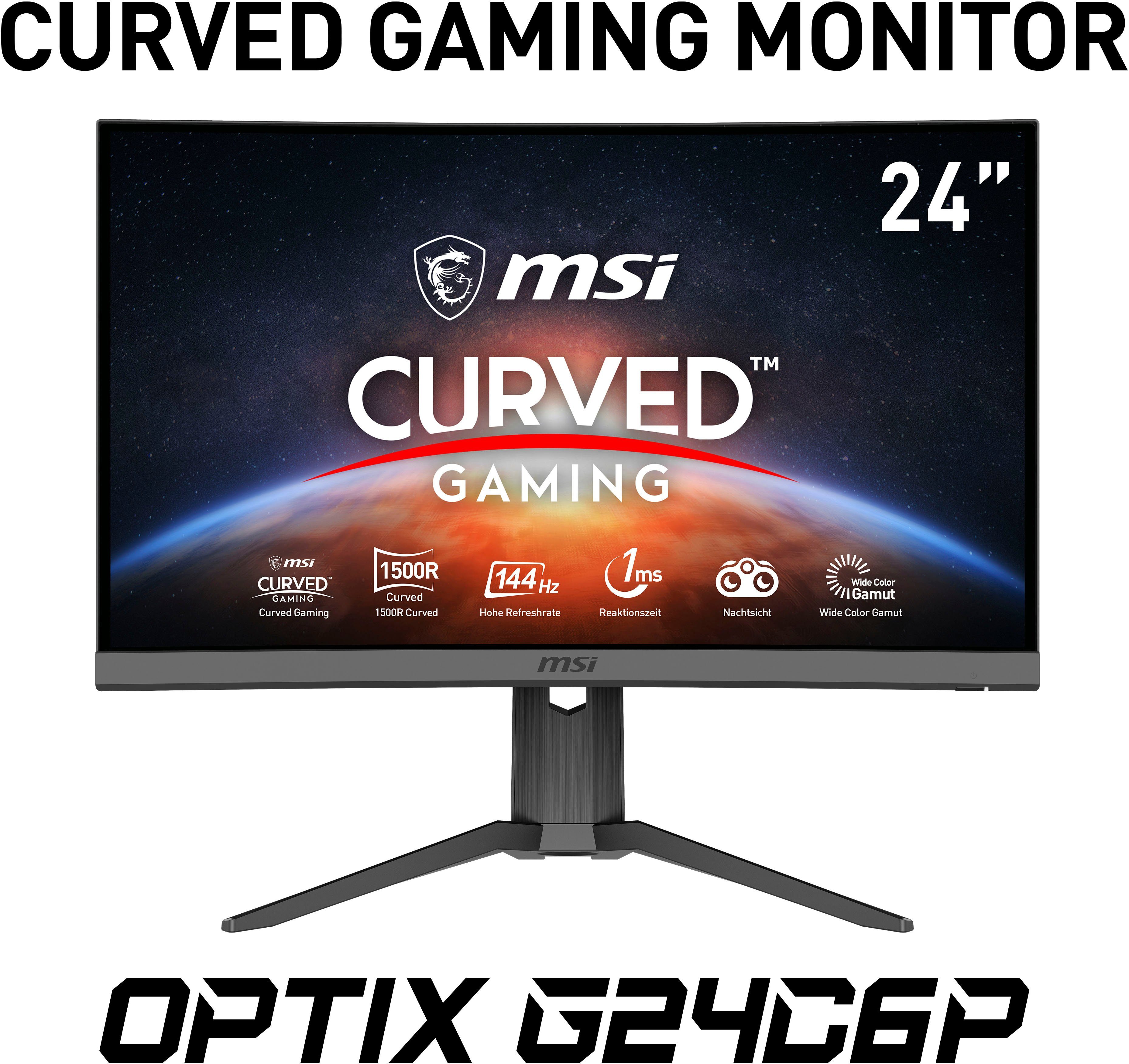 MSI Optix G24C6P Curved-Gaming-LED-Monitor Hz, 1920 x 144 1 1080 VA 3 LCD, cm/24 ", Jahre Full Reaktionszeit, HD, px, ms höhenverstellbar, (60 Herstellergarantie)