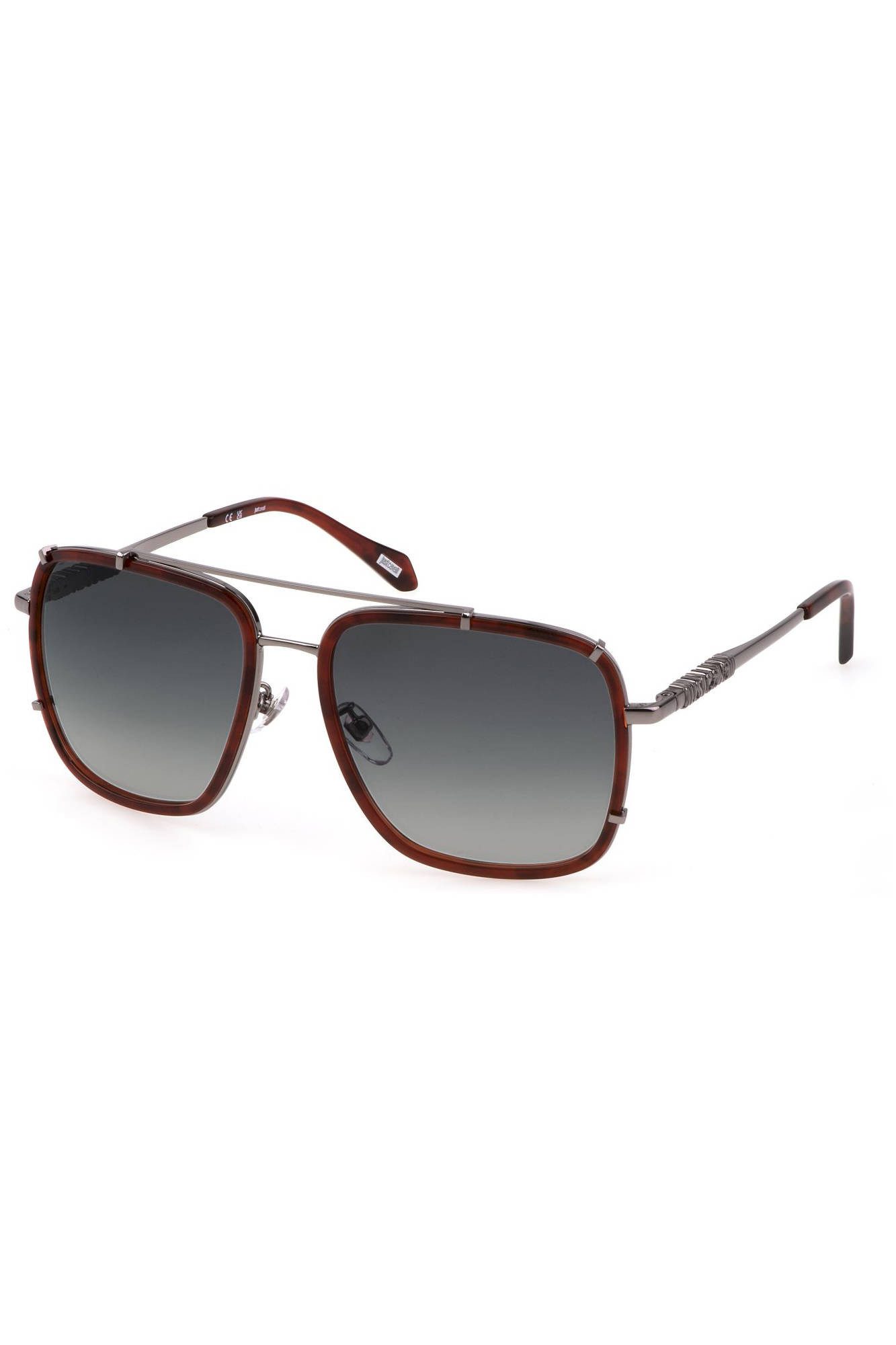 Just Cavalli Sonnenbrille Damen-Sonnenbrille: Braun, Metall, Quadratisch, Stylisch & Kontrastrei