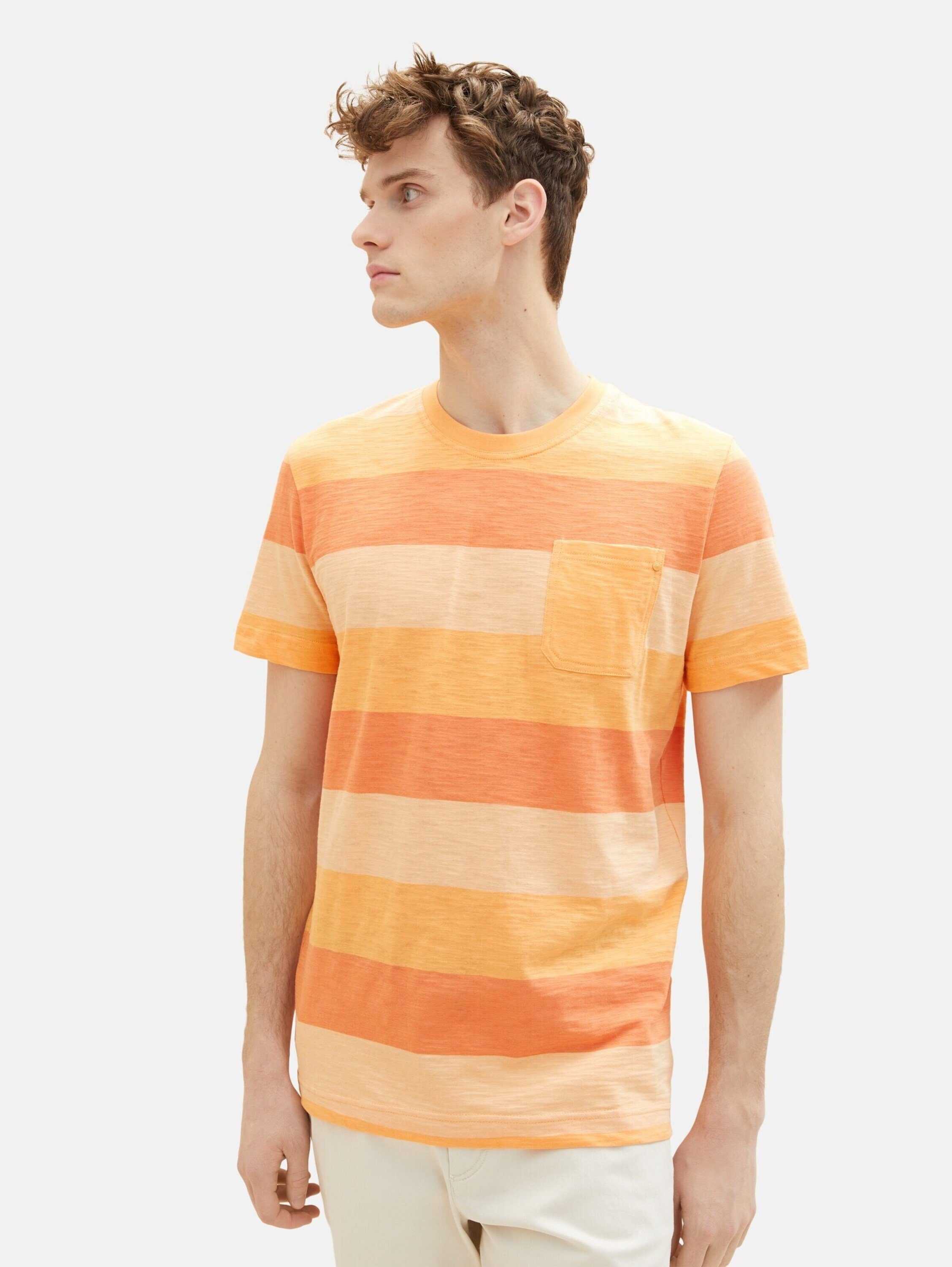 blockstripe Men TAILOR TOM T-Shirt (1-tlg) Plus orange TOM out TAILOR washed