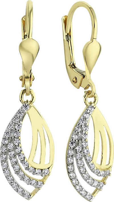 Balia Paar Ohrhänger »BGO0021GW Balia Ohrhänger für Damen 8K Gold« (Ohrhänger), Damen Ohrhänger außergewöhnliches Blatt aus 333 Gelbgold - 8 Karat