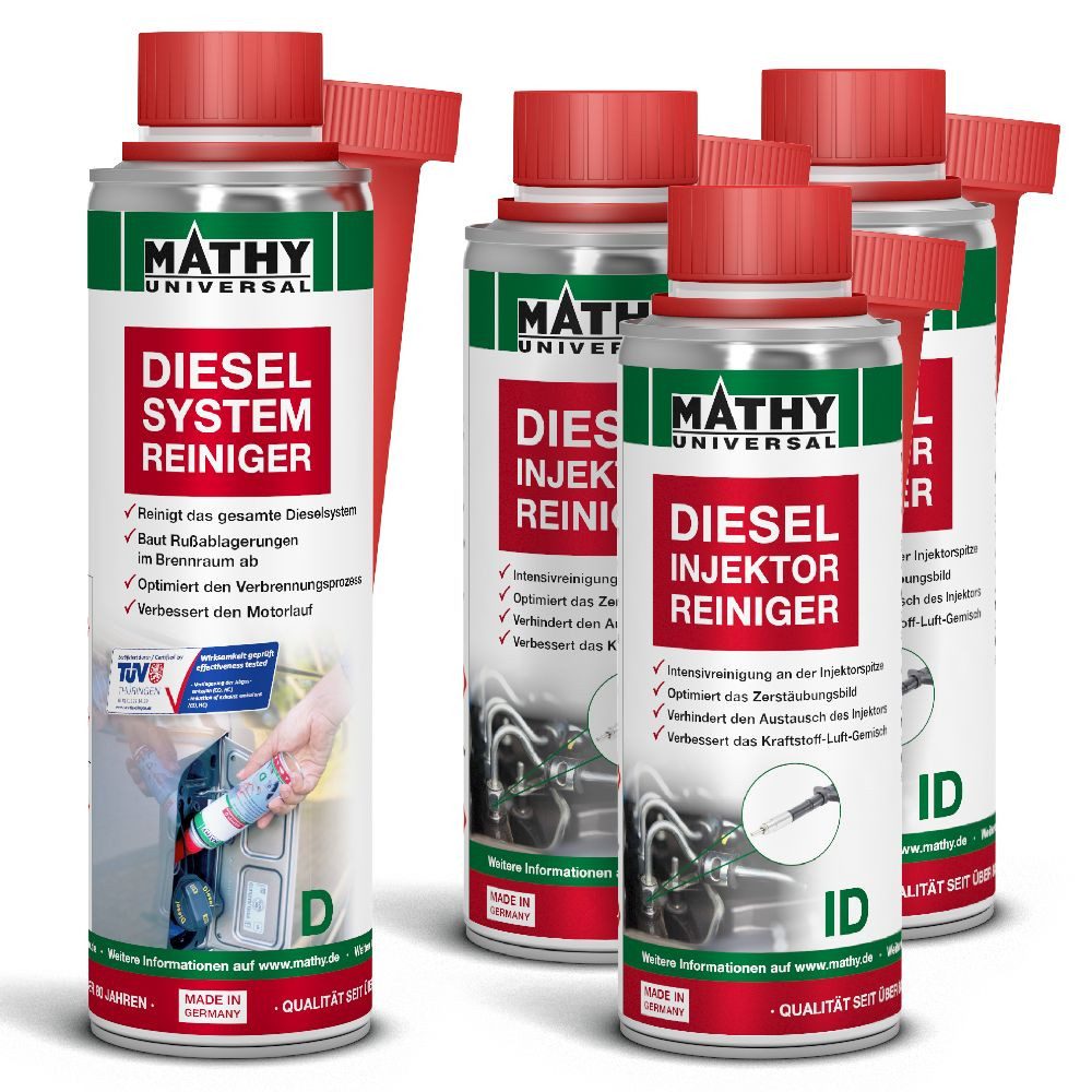 MATHY Diesel-Additiv MATHY Diesel-Injektor-Kur, 0,85 l, (Spar-Set, 4-St., 3 x MATHY-ID + 1 x MATHY-D) Systemreinigung Injektoren