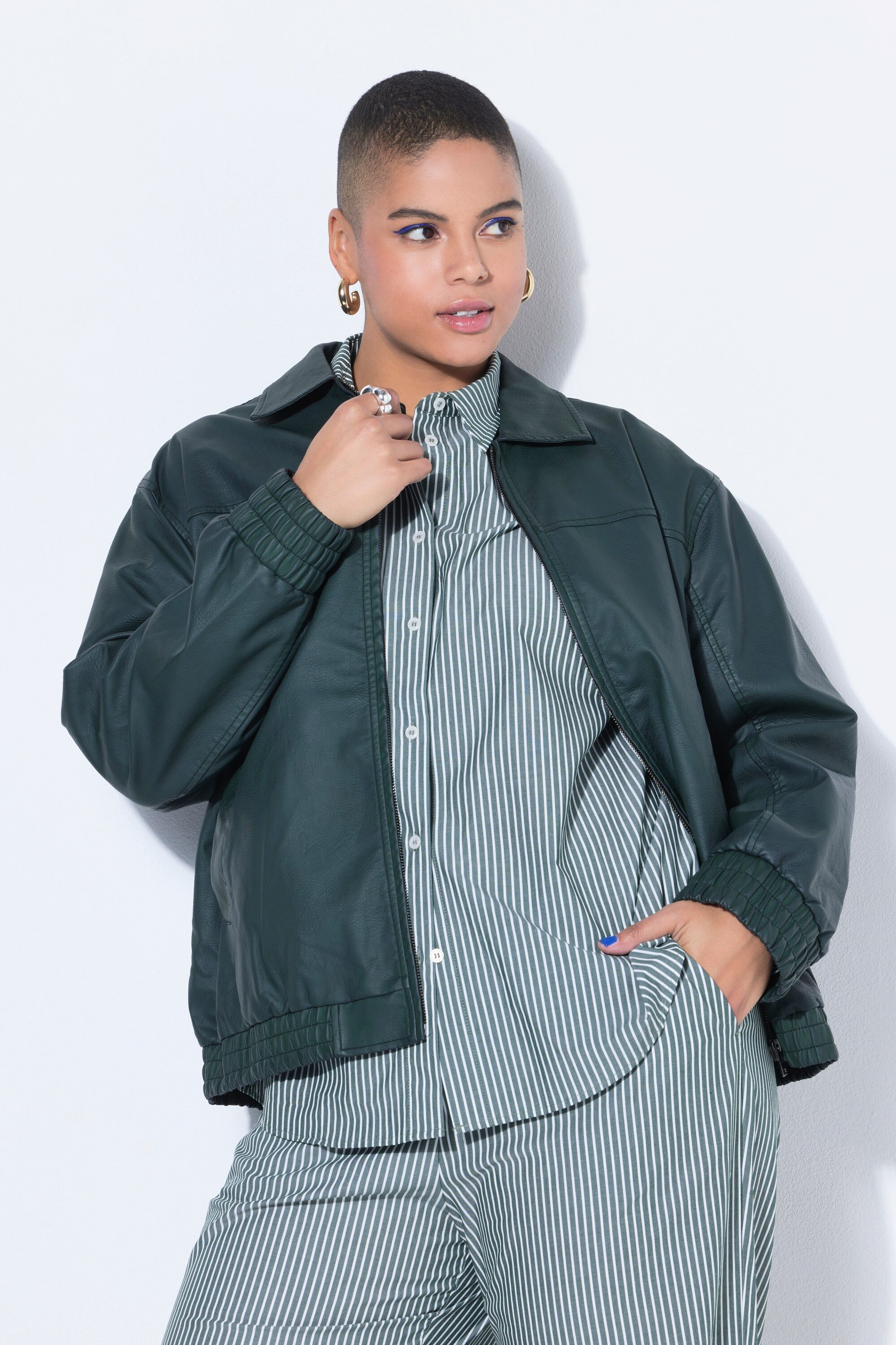 Sommerjacke Blouson Boxy oversized Shape Lederoptik