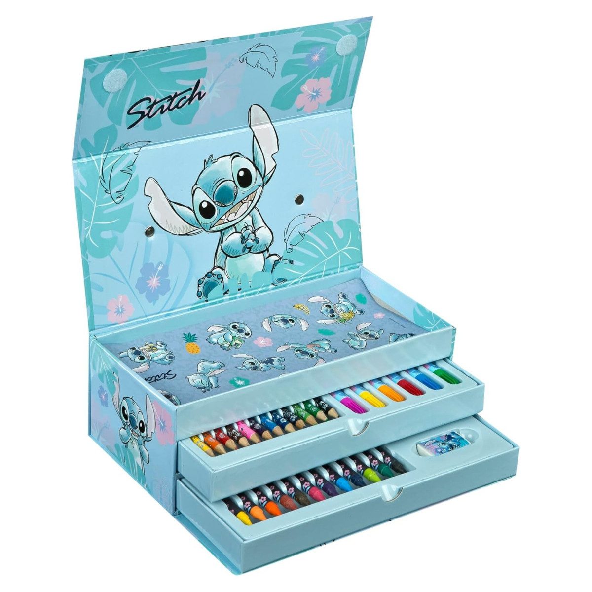 Textiel Trade B.V. Farbkasten Disney Lilo & Stitch Malkasten mit Schublade Kinder Malset ab 3 Jahren