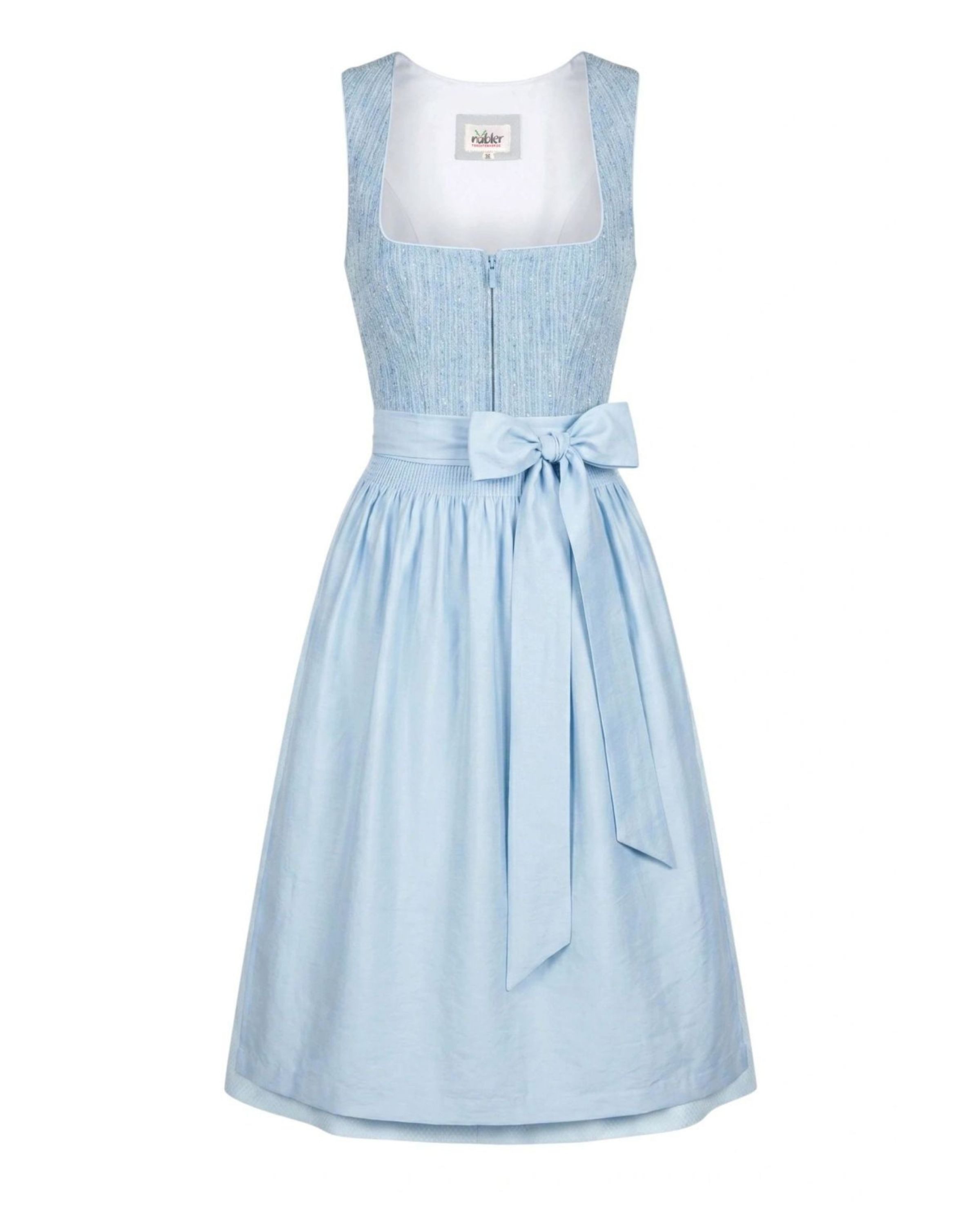 Nübler Trachtenkleid Mididirndl Katherina in Hellblau - Rocklänge 65 cm