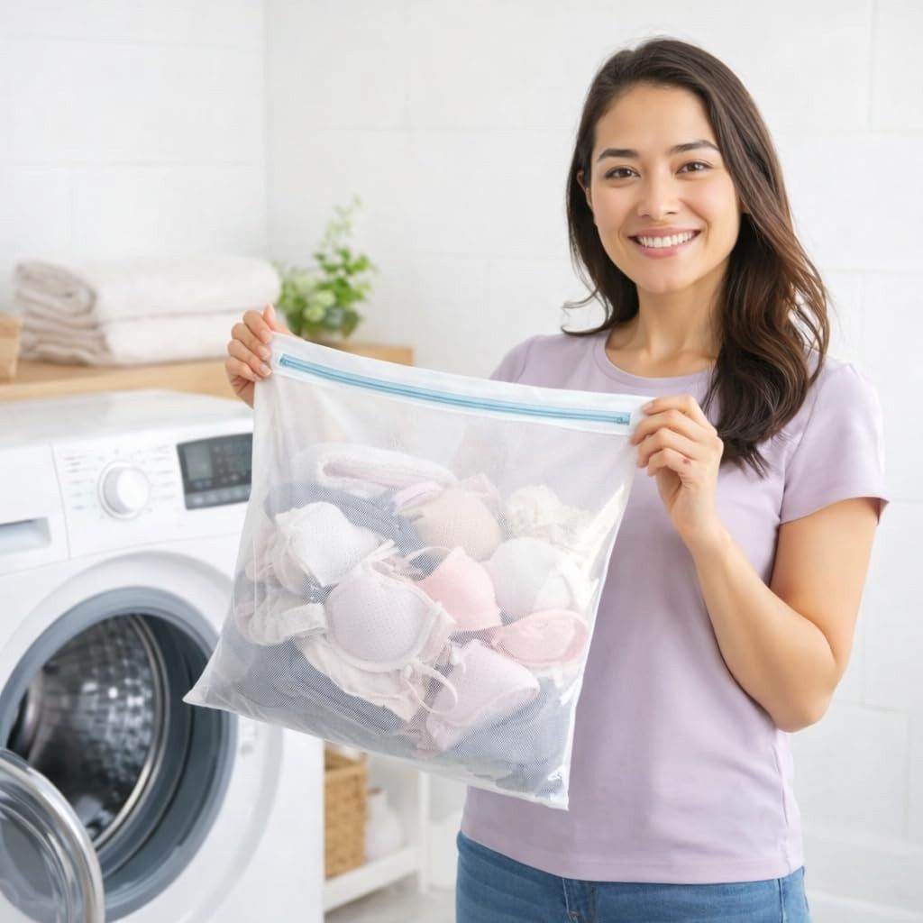 Everhomely® Wäschenetz 10x 3 Größen + Reißverschluss Wäschekorb Wäscheständer Wäschesammler,(10er Set, 10-St), 3 Verschiedene Größen