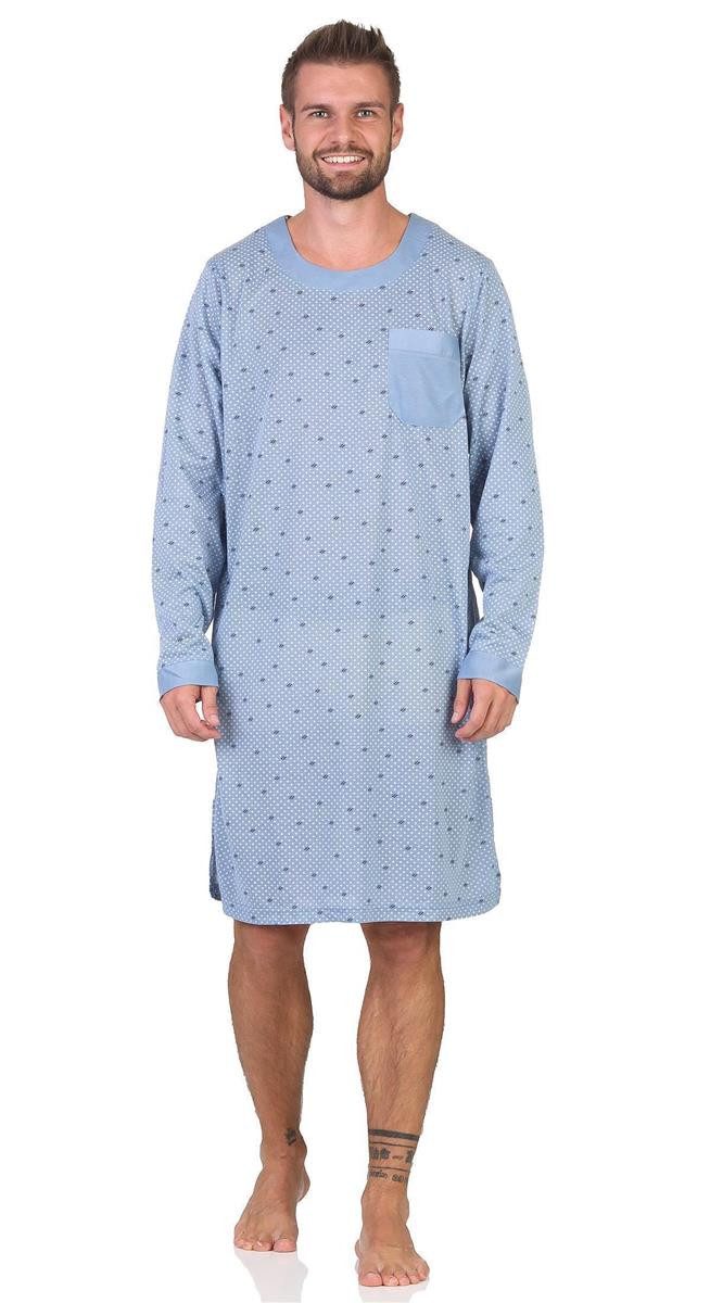 EloModa Nachthemd Herren Nachthemd mit langen Ärmeln und Rundhals, Gr. M L XL 2XL (1-tlg)