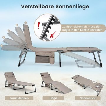 KOMFOTTEU Gartenliege Sonnenliege, mit Verstellbarer Rückenlehne, bis 180kg