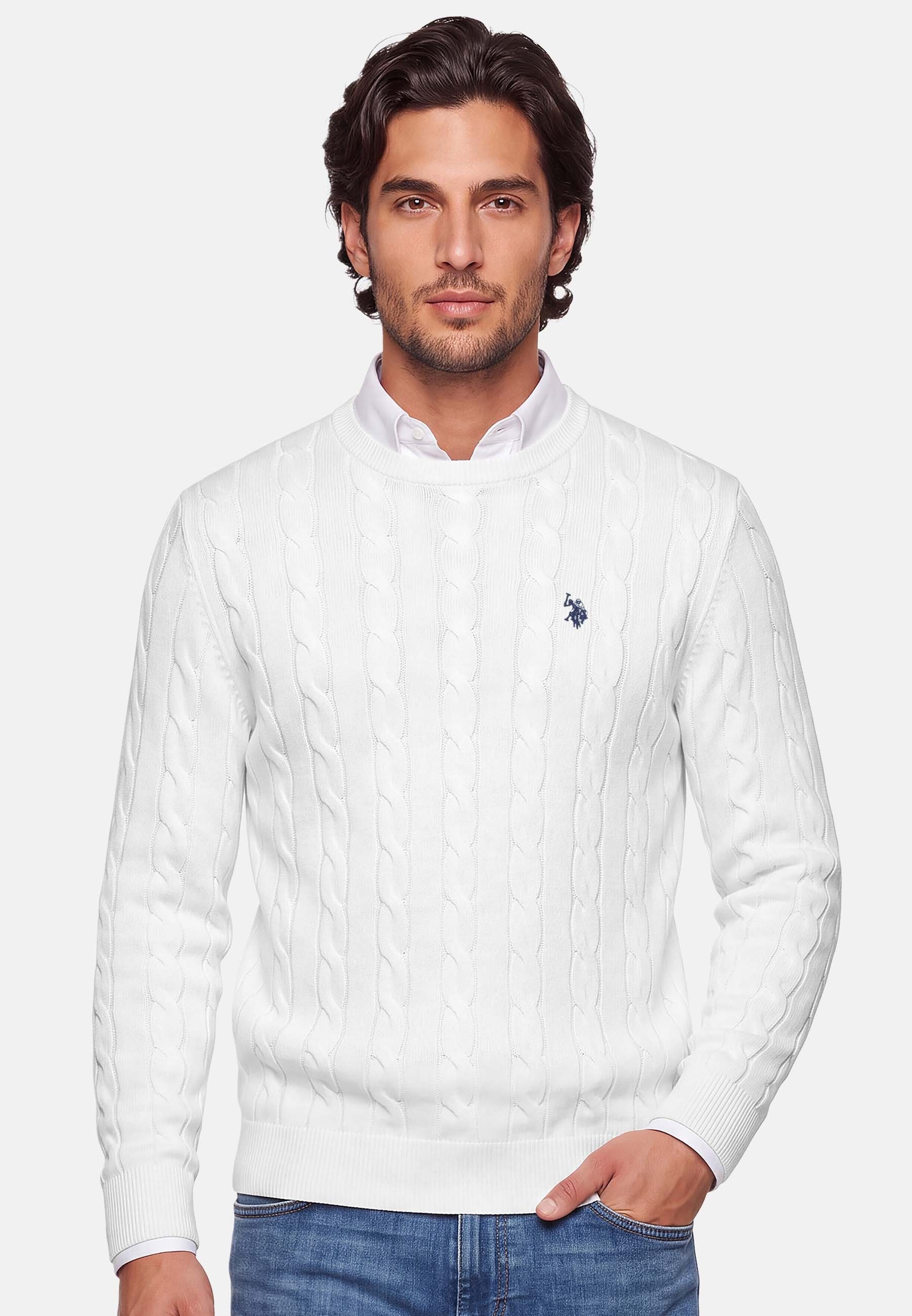 U.S. Polo Assn. Rundhalspullover USHenreyy – mit Zopfmuster und Rundhalsausschnitt