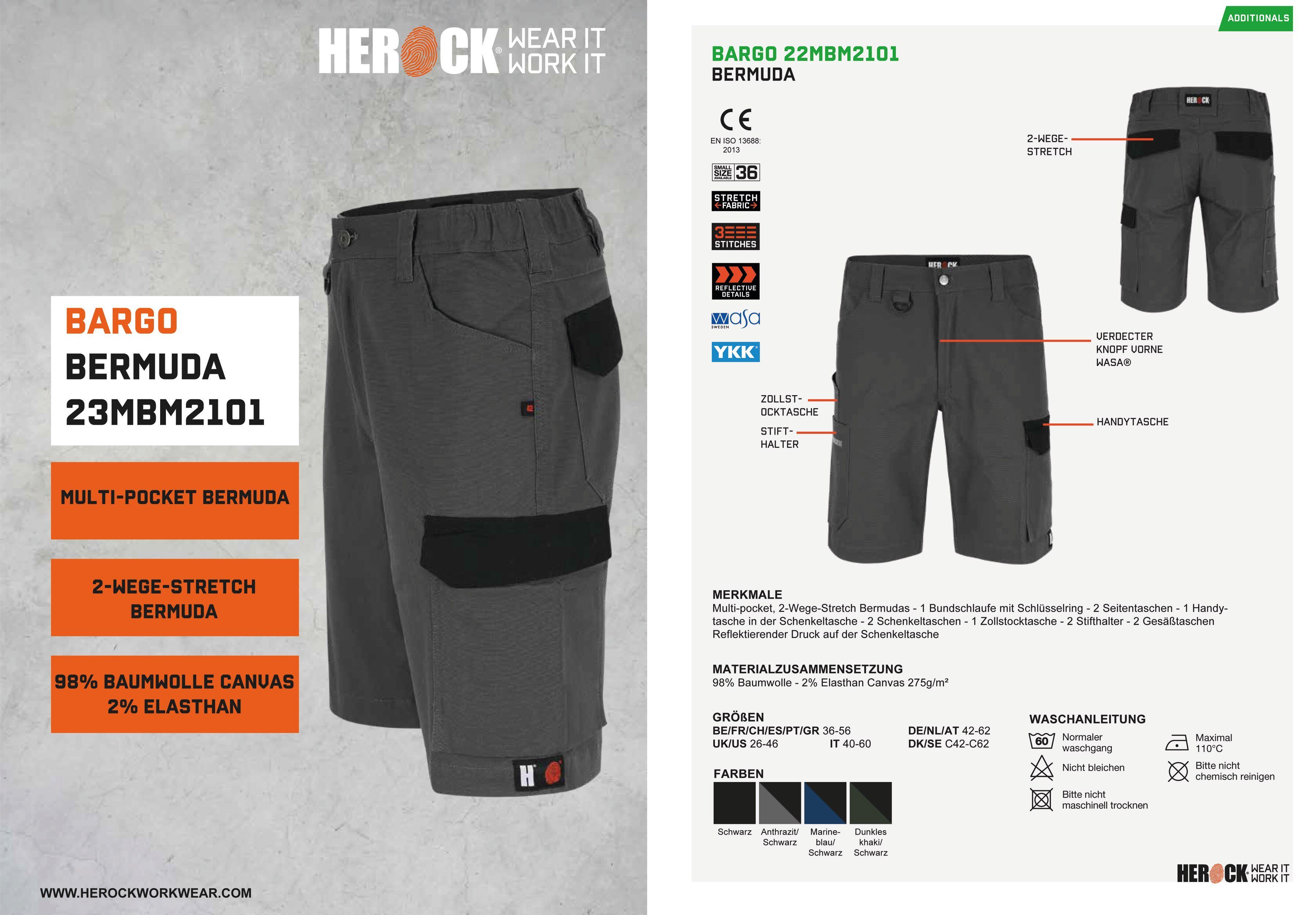 Farben Shorts 2-Wege-Stretch-Einsatz, Multi-Pocket, mit Herock kohle/schwarz verschiedene Bargo