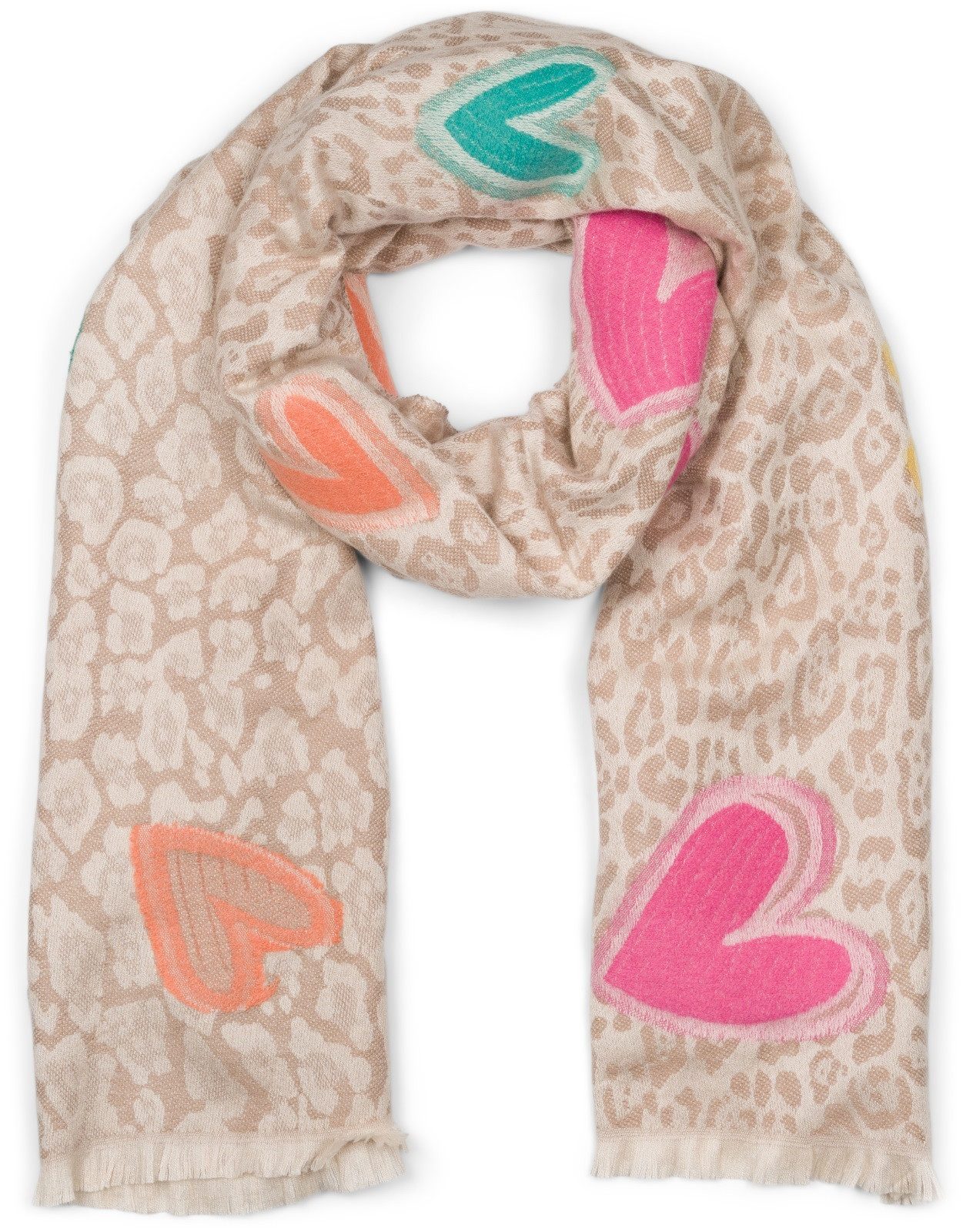 styleBREAKER XXL-Schal Schal mit Leoparden Herz Muster, (1-St) günstig online kaufen