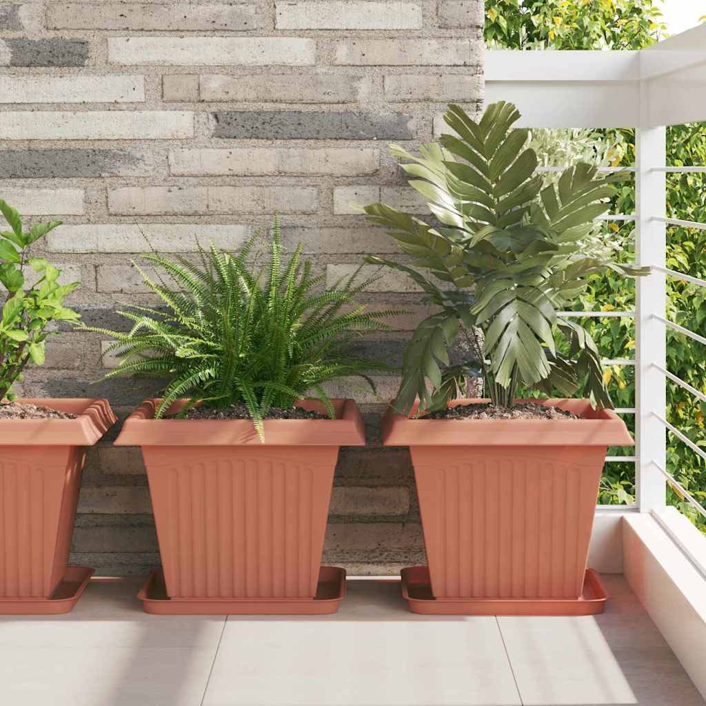 furnicato Blumentopf 38 x 38 x 30 cm Ziegelrot, Blumenkübel mit Entwässerungslöchern am Boden für deinen Balkon