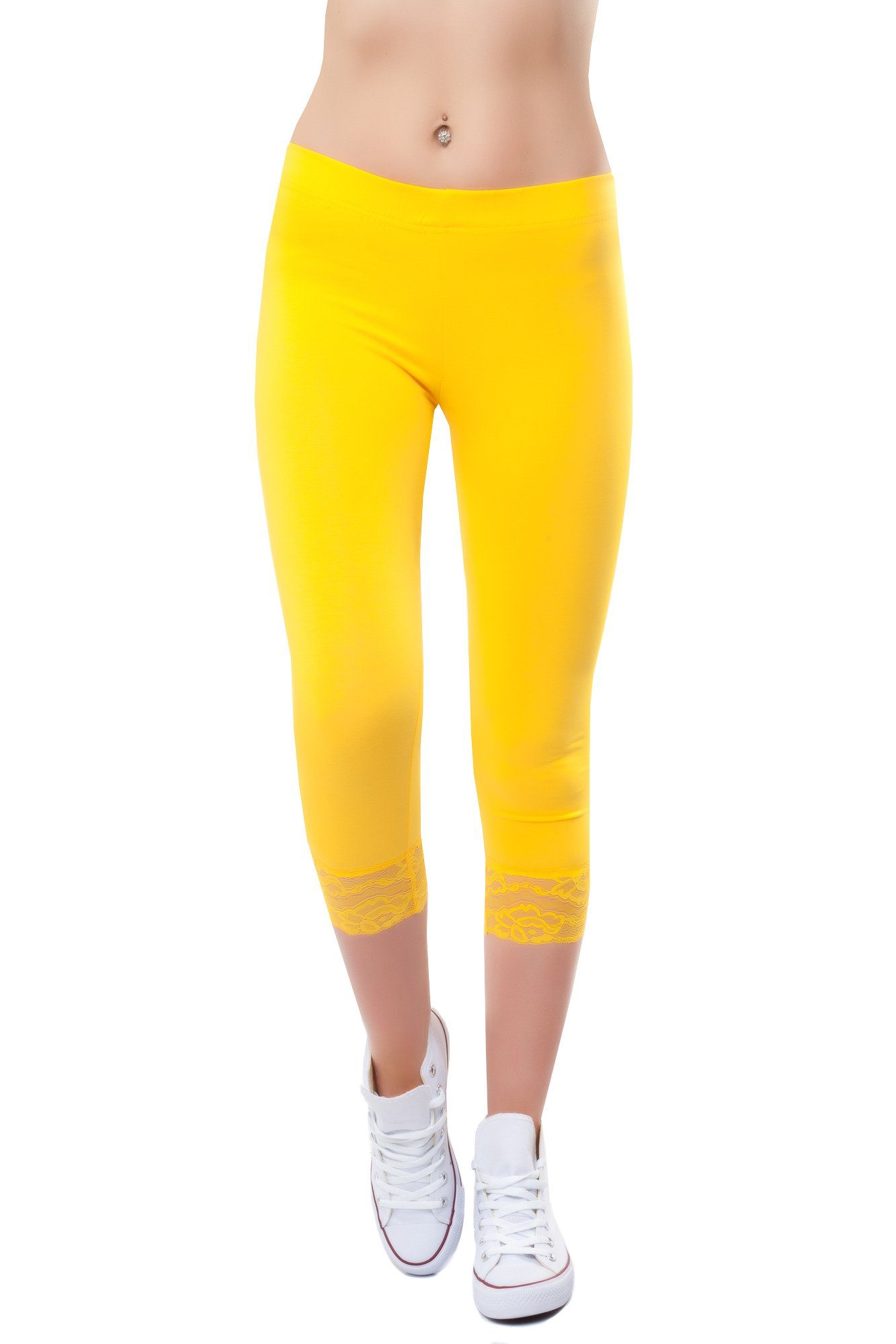 Bongual Caprileggings Leggins kurz mit Spitze
