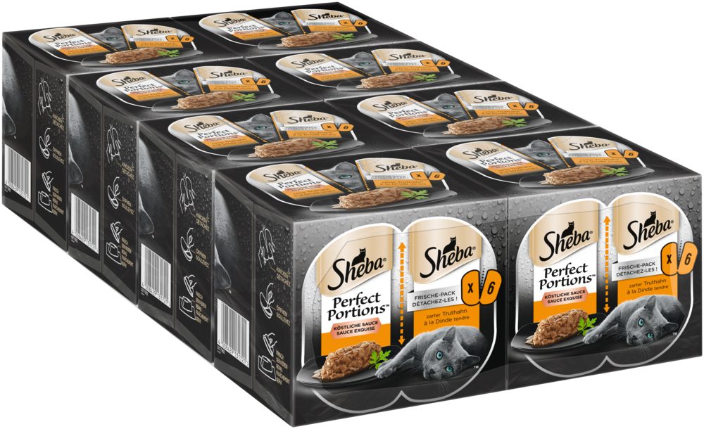 Sheba SHEBA® PERFECT PORTIONS™ Sauce mit Truthahn 8 x 6 x 37,5g, Nassfutter für: Katze
