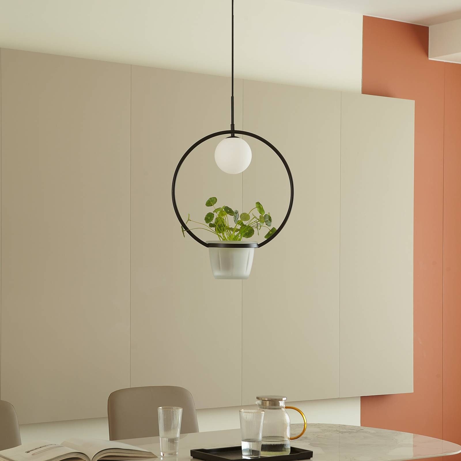Lindby Hängeleuchte Orna, Metall, Schwarz IP20, 1 x 8 W LED