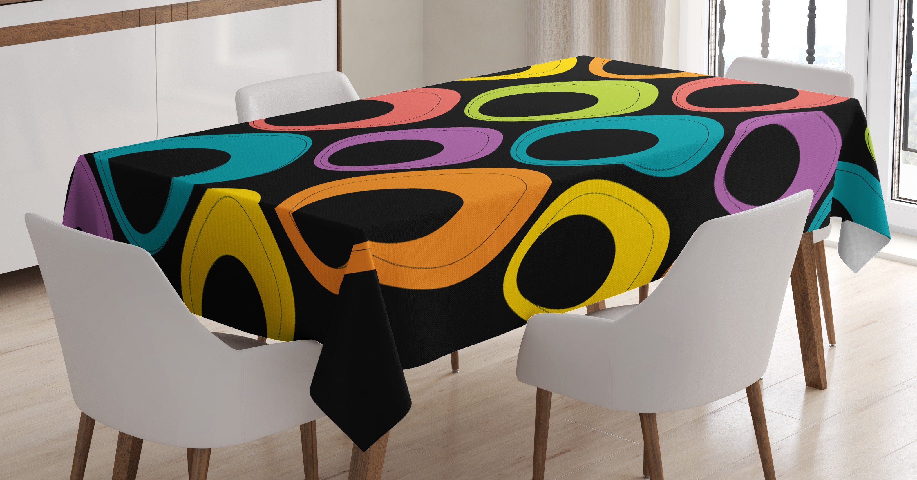 den Farbfest Außen Psychedelisch Tischdecke Farben, Bereich Für Abakuhaus Waschbar Klare geeignet Oval Motive Bunte