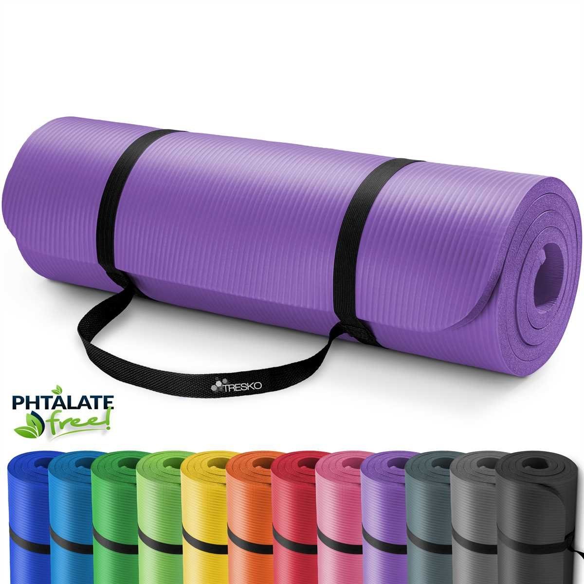 TRESKO Gymnastikmatte rutschfest mit Tragegurt Sportmatte gepolstert, Yogamatte Gymnastikmatte Dick Fitnessmatte