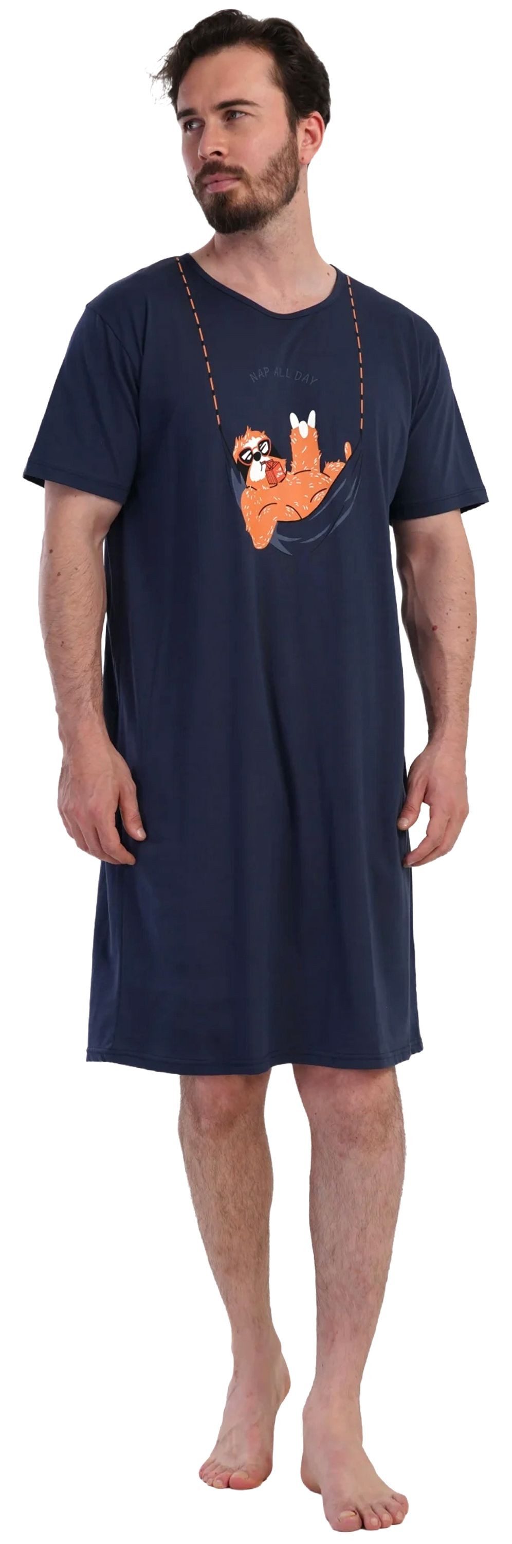 Vienetta Nachthemd Man (Packung, 1-tlg) Herren Schlafanzug Schlafshirt Nach günstig online kaufen