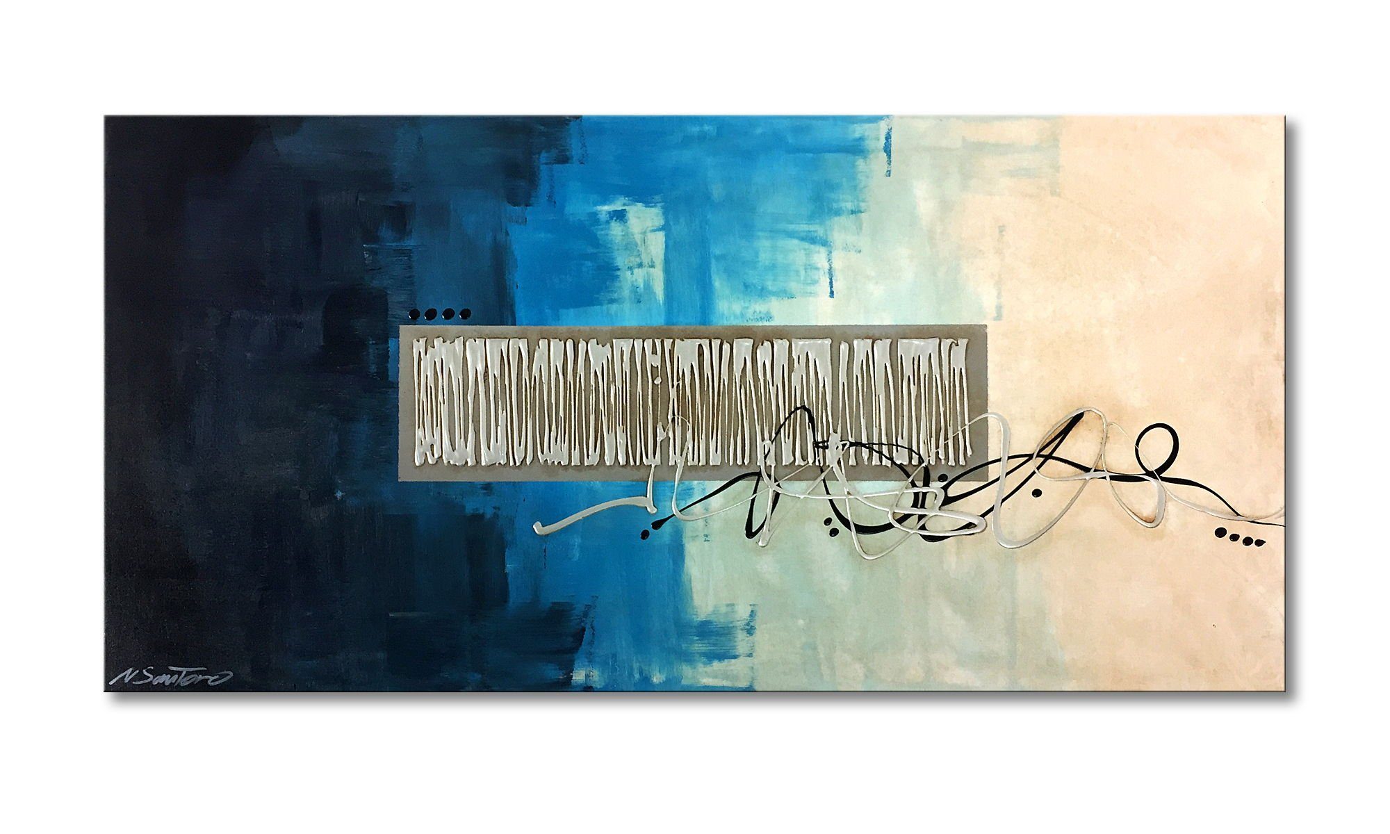 WandbilderXXL Gemälde Metallic Beauty 120 x 60 cm, Abstraktes Gemälde, handgemaltes Unikat