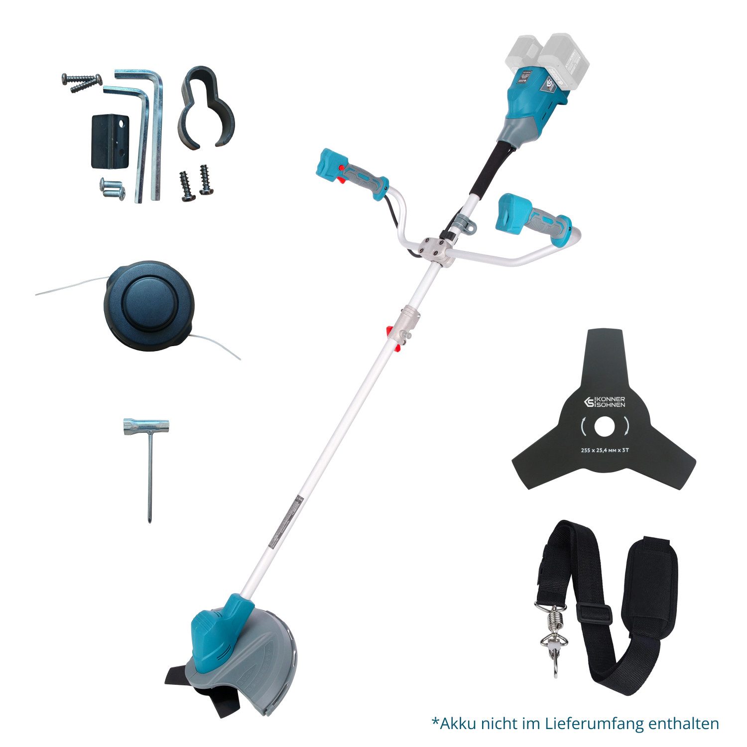 Könner & Söhnen Akku-Rasentrimmer KS BCT1-40V, Bürstenloser 40V-Motor, geteilter Schaft & ergonomischer Fahrradgriff