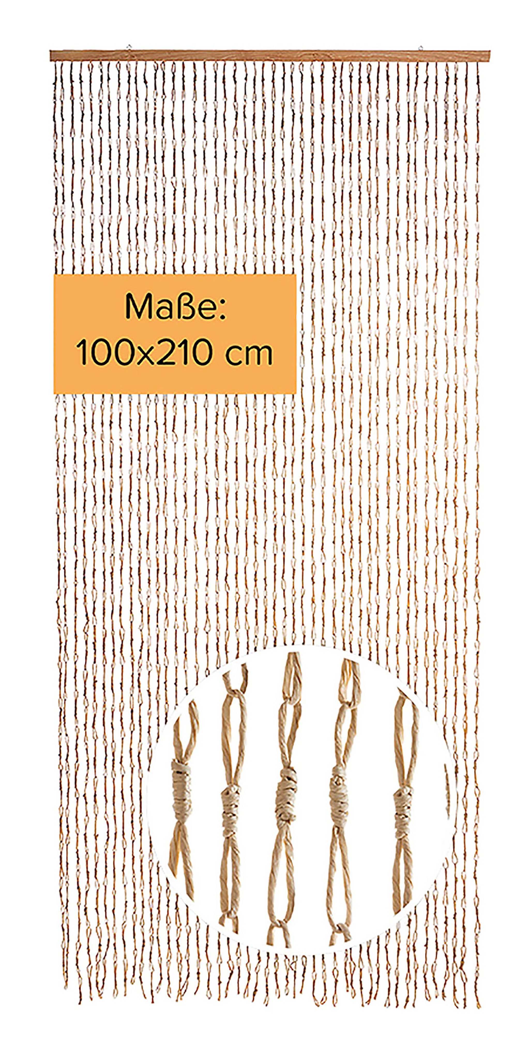 Kobolo Türvorhang Vorhang CIRCLES Papier beige 45 Stränge 100x210cm (1 St), Ösen – Bild 5 von 5