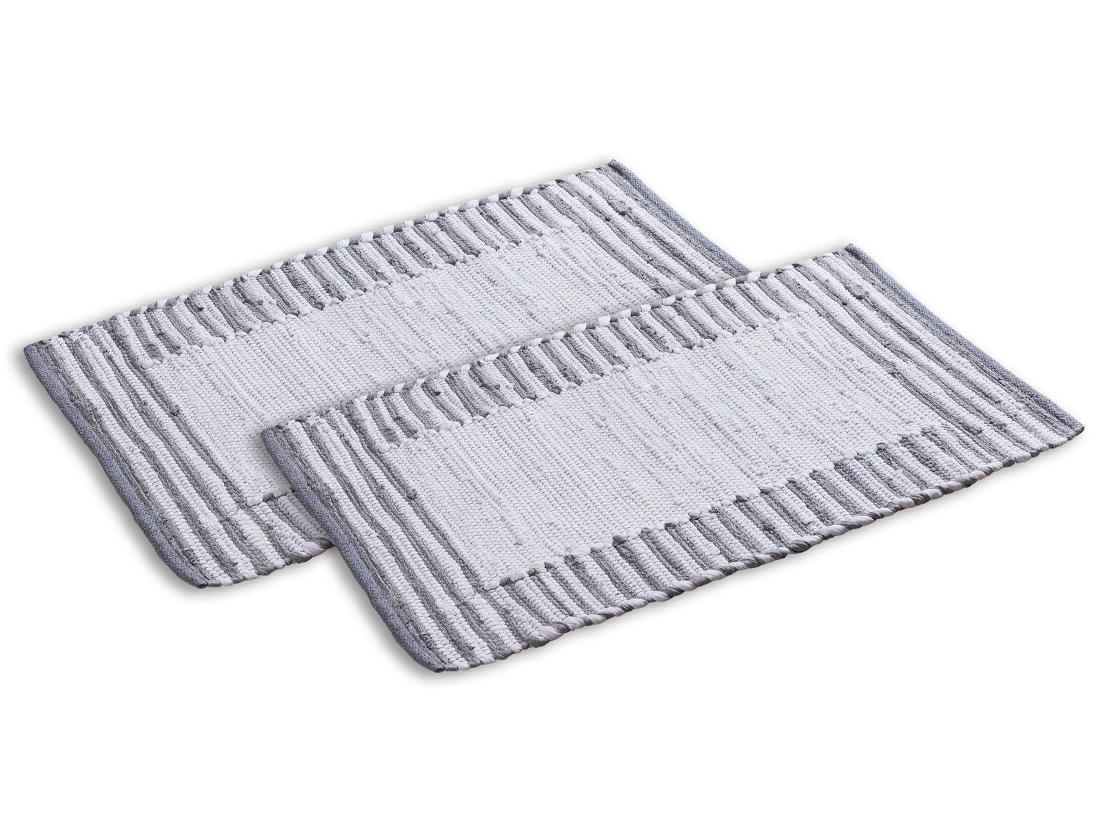 Teppich Badezimmerteppich Set 2er groß 80x50 Baumwolle Badvorleger vers Farben, Minara weiß-grau