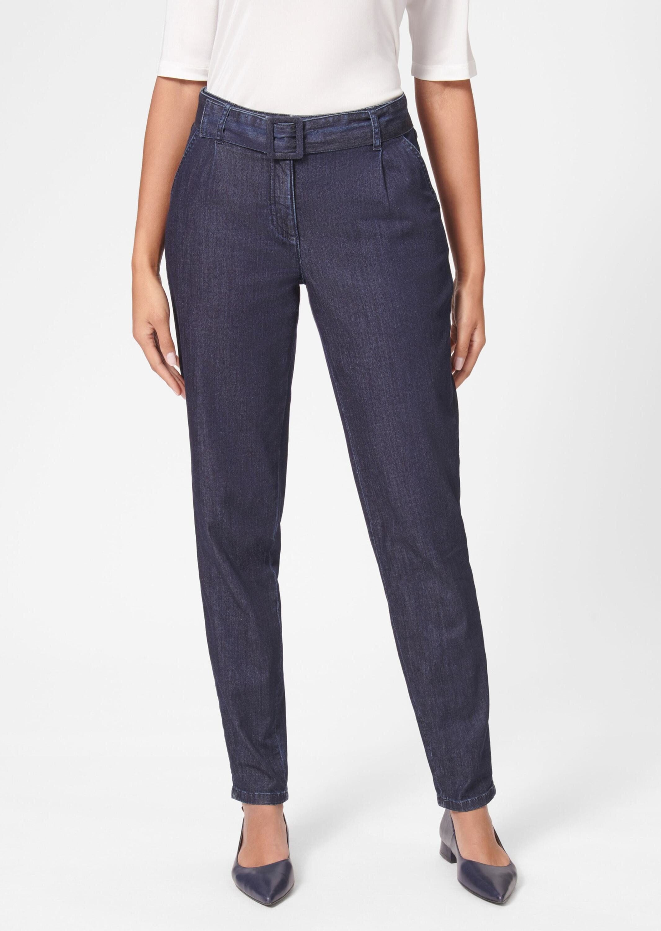 Gerade Jeans Karotten-Jeans mit Bundfalten