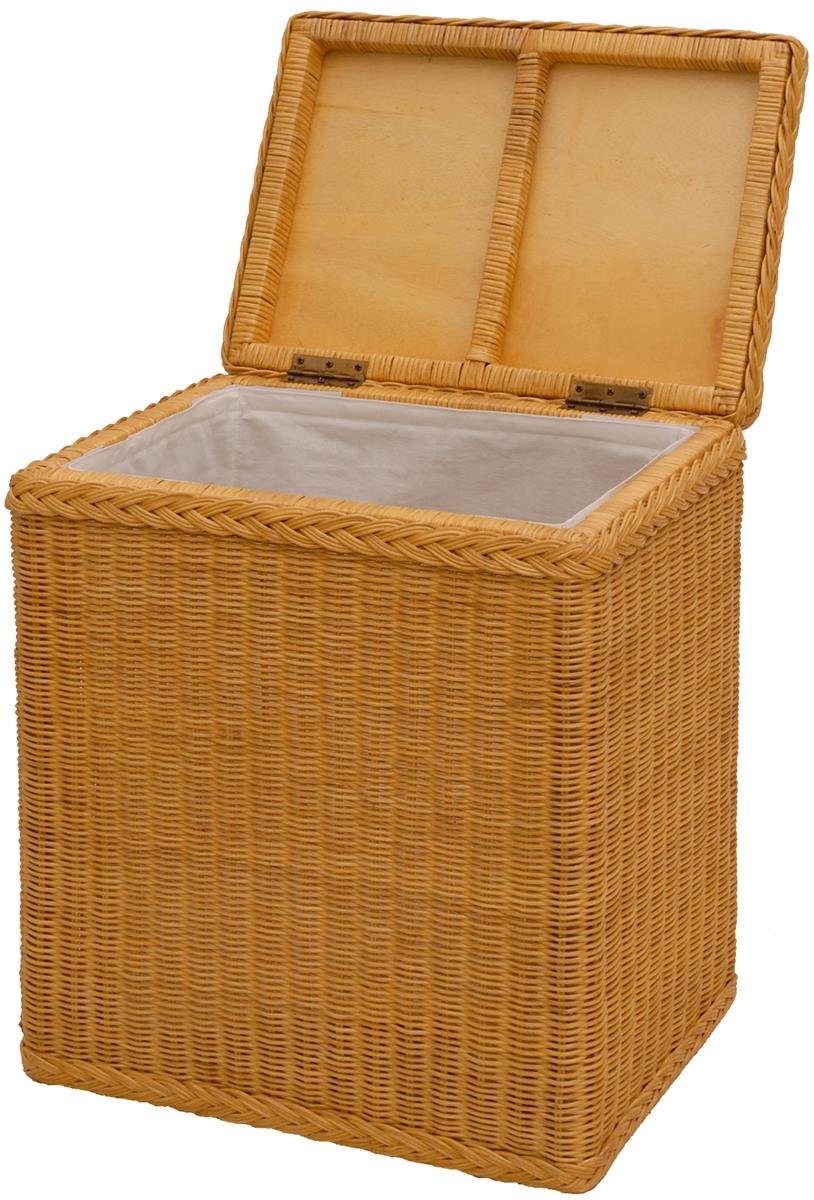 Krines Home Wäschekorb mit Honig Deckel zur Rattan Wäschetruhe mit Aufbewahrung Korb Wäschesammler, Inlett Wäschebox Wäschekorb