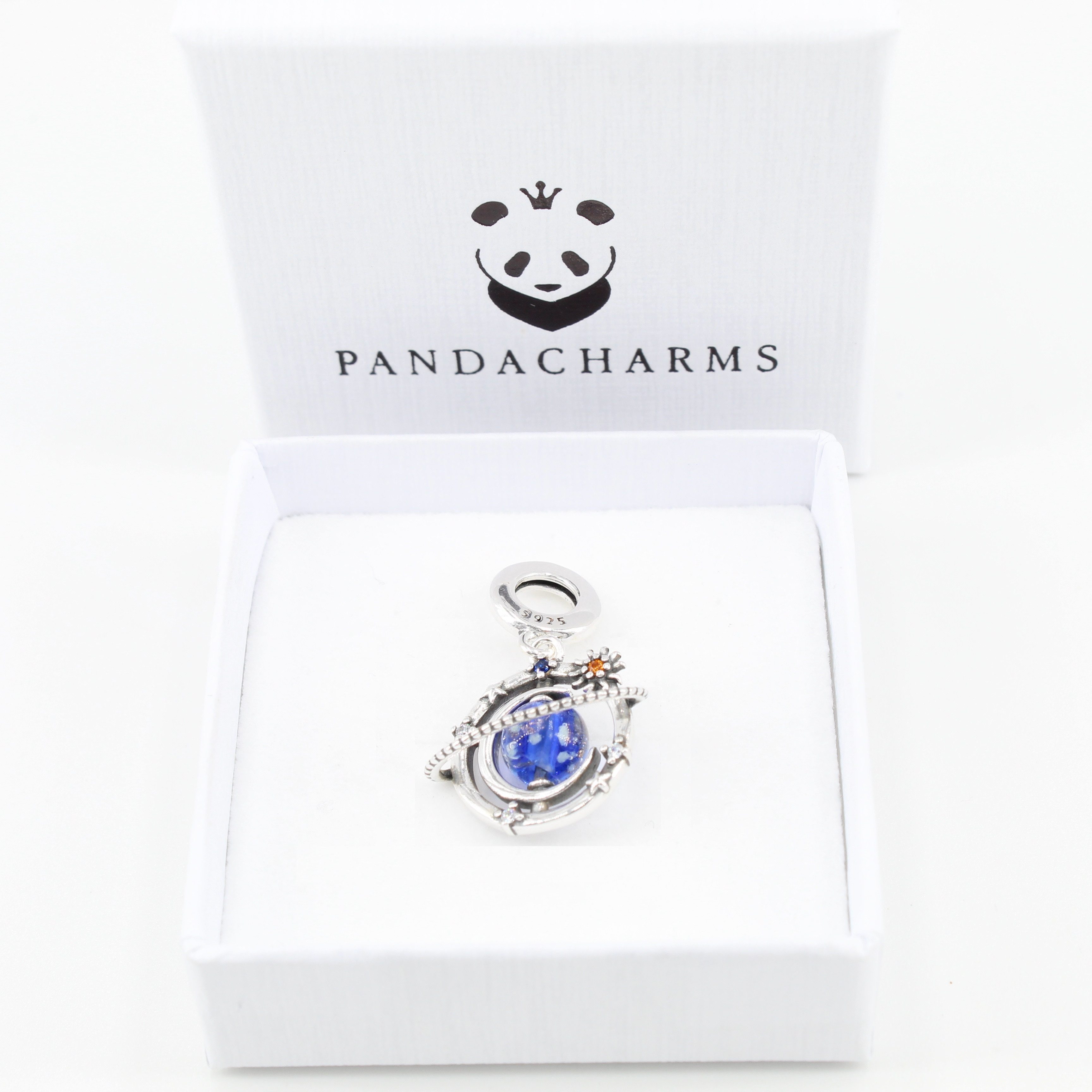 PANDACHARMS Bead Leuchtendes Universum Anhänger für Charm Armband, Silber, Zirkonia