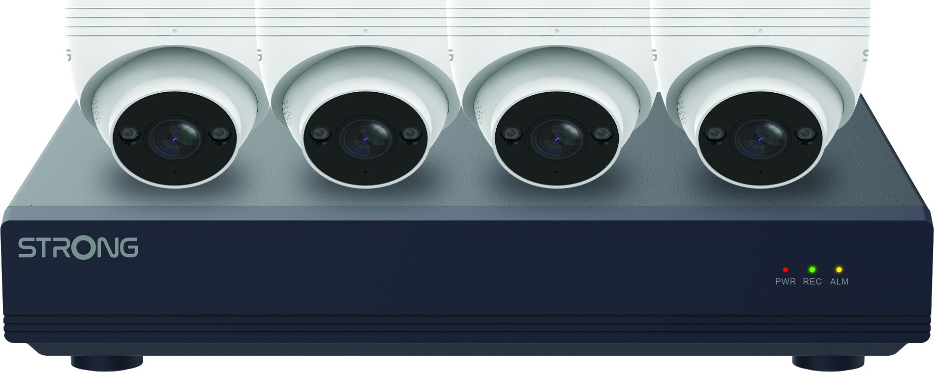 Strong Überwachungskamera - KIT-NVRT NVR-System 12-Kanal 4x FHD PoE Kameras (Innenbereich, Außenbereich, Überwachungssystem, NVR-System mit 12-Kanal Netzwerkrekorder und 4 Kameras, 4 Full-HD Kameras mit Nachtsichtfunktion)