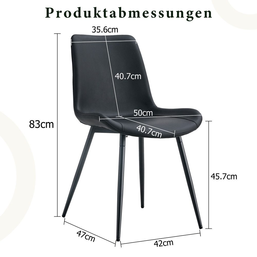 BBWL Esszimmerstuhl 4-teiliger Set aus Kunstleder modernes Design, mit breiter Sitzfläche Rückenlehne rutschfeste Metallfüße Home-Office – Bild 5 von 5
