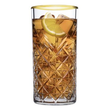 Pasabahce Cocktailglas TIMELESS 4er Set Wassergläser Lang 365 ml Gläser-Set Saft GOLD