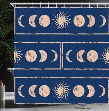 Abakuhaus Duschvorhang Moderner Digitaldruck mit 12 Haken auf Stoff Wasser Resistent Breite 175 cm, Höhe 180 cm, Indigo Sonne-Mond-Astrologie