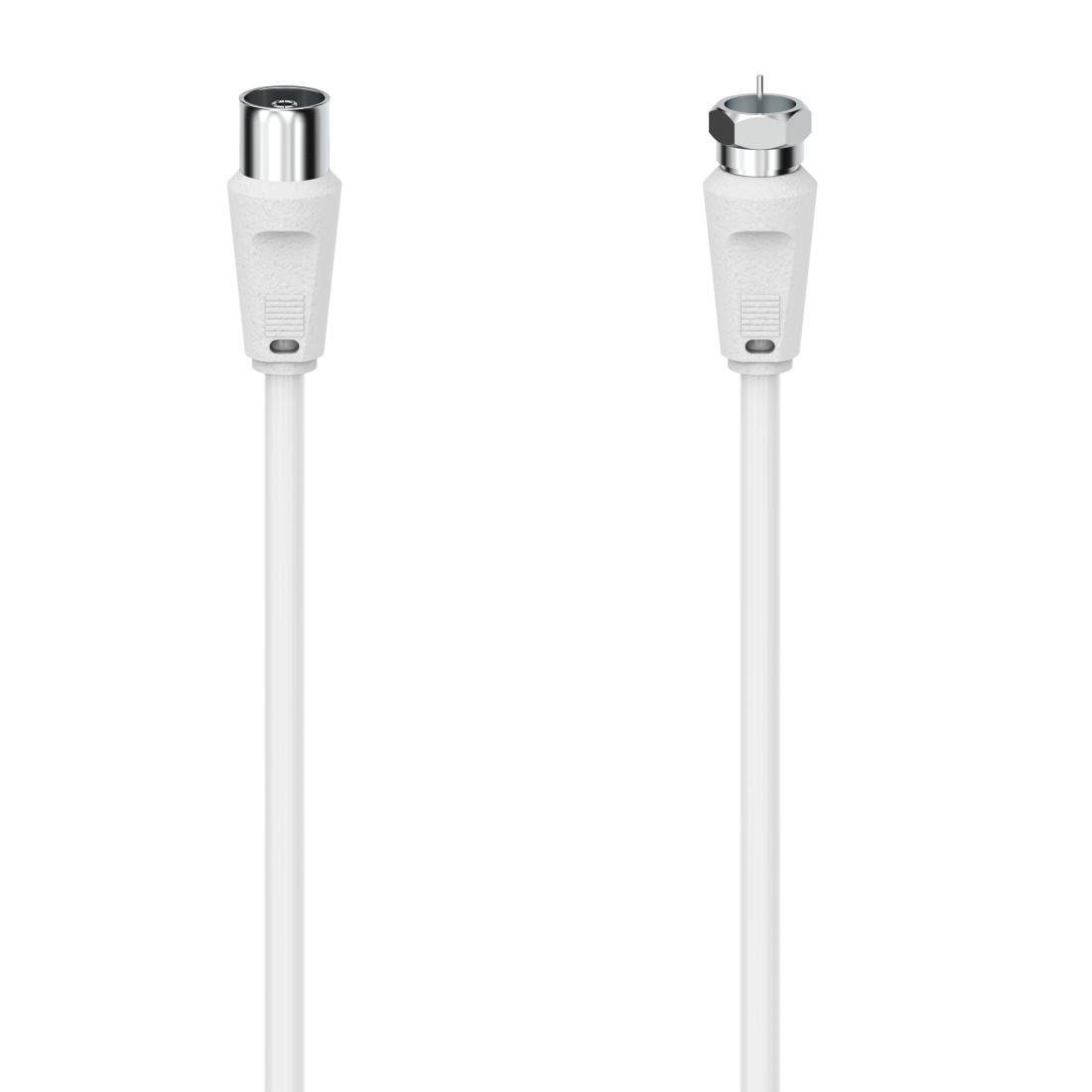 Hama SAT-Anschlusskabel, F-Stecker - Koax-Kupplung 1,5m und 3m 90 dB, Weiß SAT-Kabel, F-Stecker, (300 cm)