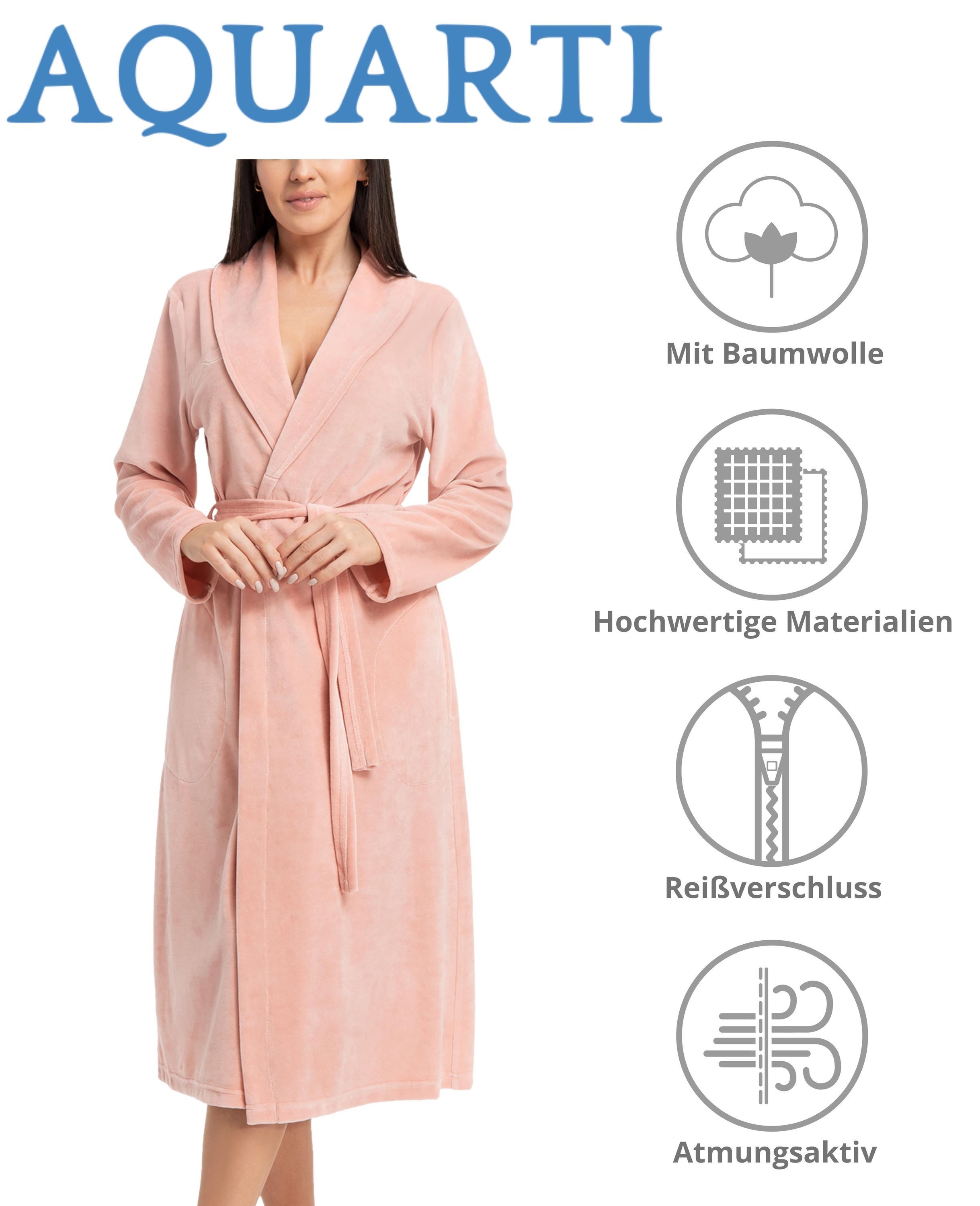 Aquarti Damenbademantel Aquarti Damen Morgenmantel aus Velours Bademantel m günstig online kaufen