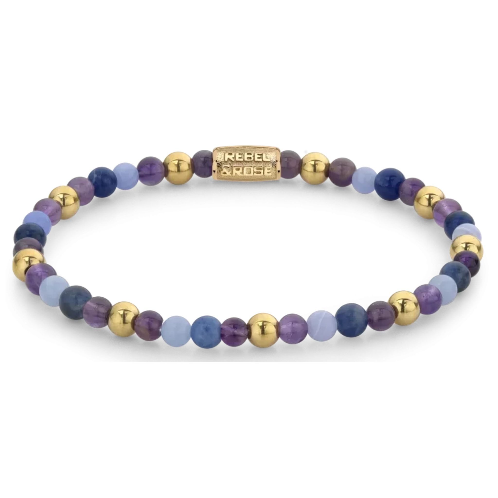 Armband Armband Edelsteinen in Lila, Violett und Gold mit Edelstahlverschluss