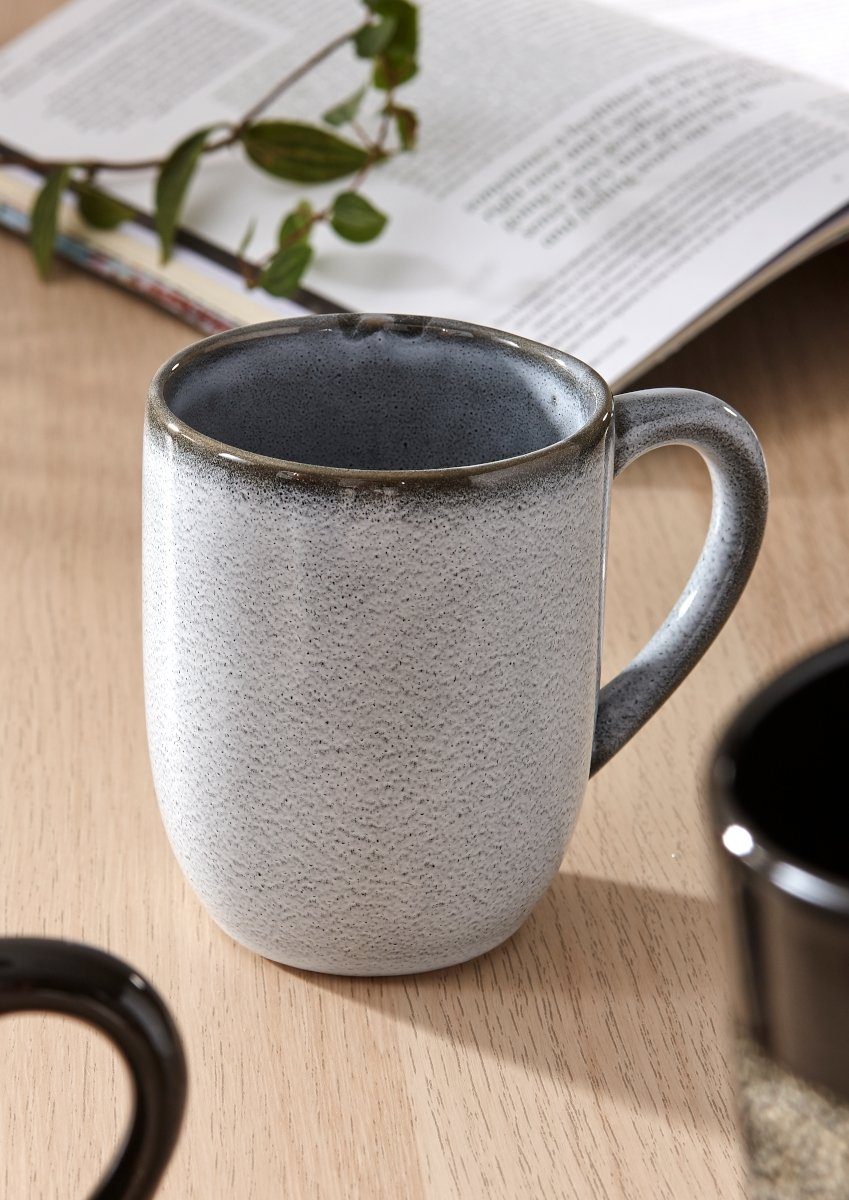 Ladelle Becher CAFE Becher mit Henkel Ozean 0,3 l, Porzellan, Cafe Deep Ocean Mug 12x8x10cm