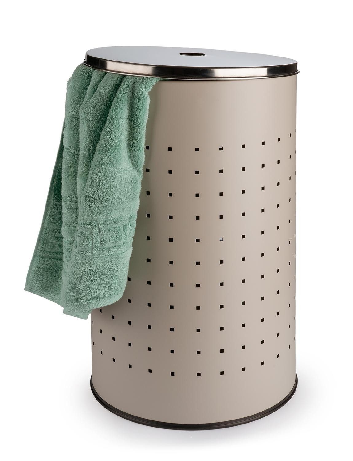 Home4You Wäschetonne Wäschesammler, Greige, Ø 35,5 x H 57,5 cm, (1 St), 54 Liter Fassungsvermögen, mit Belüftungslöcher – Bild 3 von 4